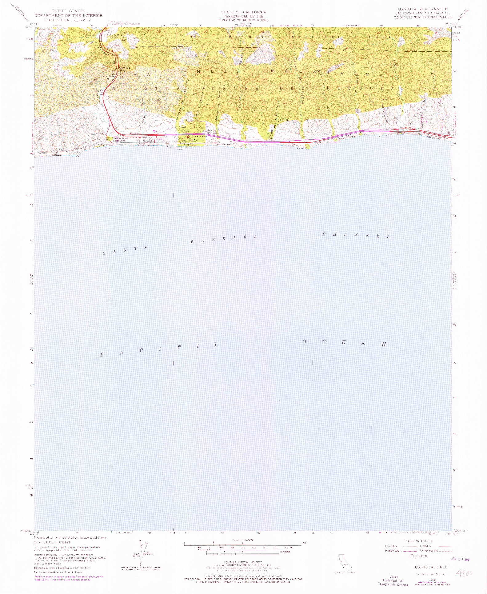 USGS 1:24000-SCALE QUADRANGLE FOR GAVIOTA, CA 1953