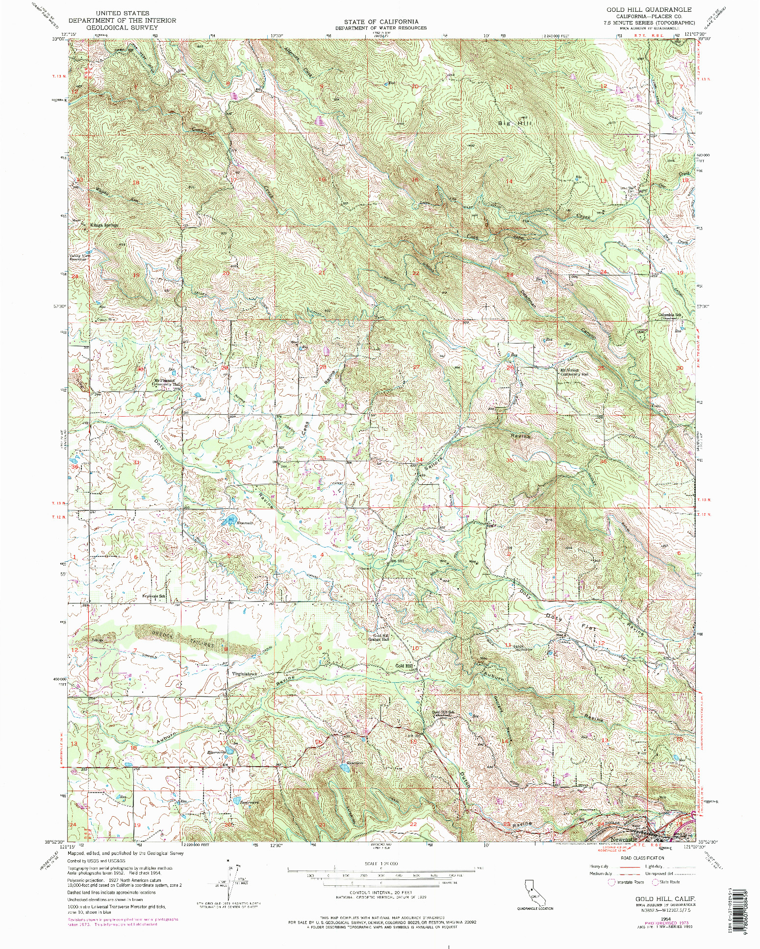 USGS 1:24000-SCALE QUADRANGLE FOR GOLD HILL, CA 1954