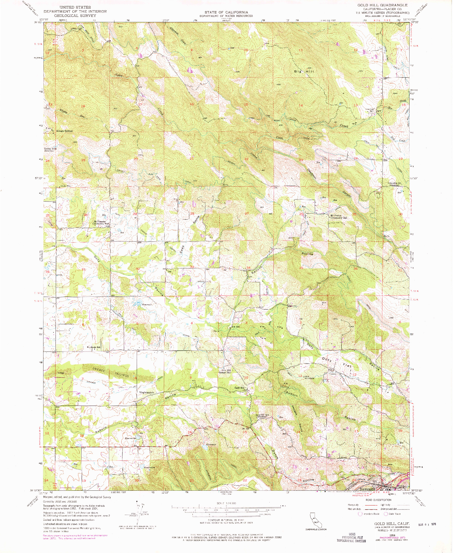 USGS 1:24000-SCALE QUADRANGLE FOR GOLD HILL, CA 1954