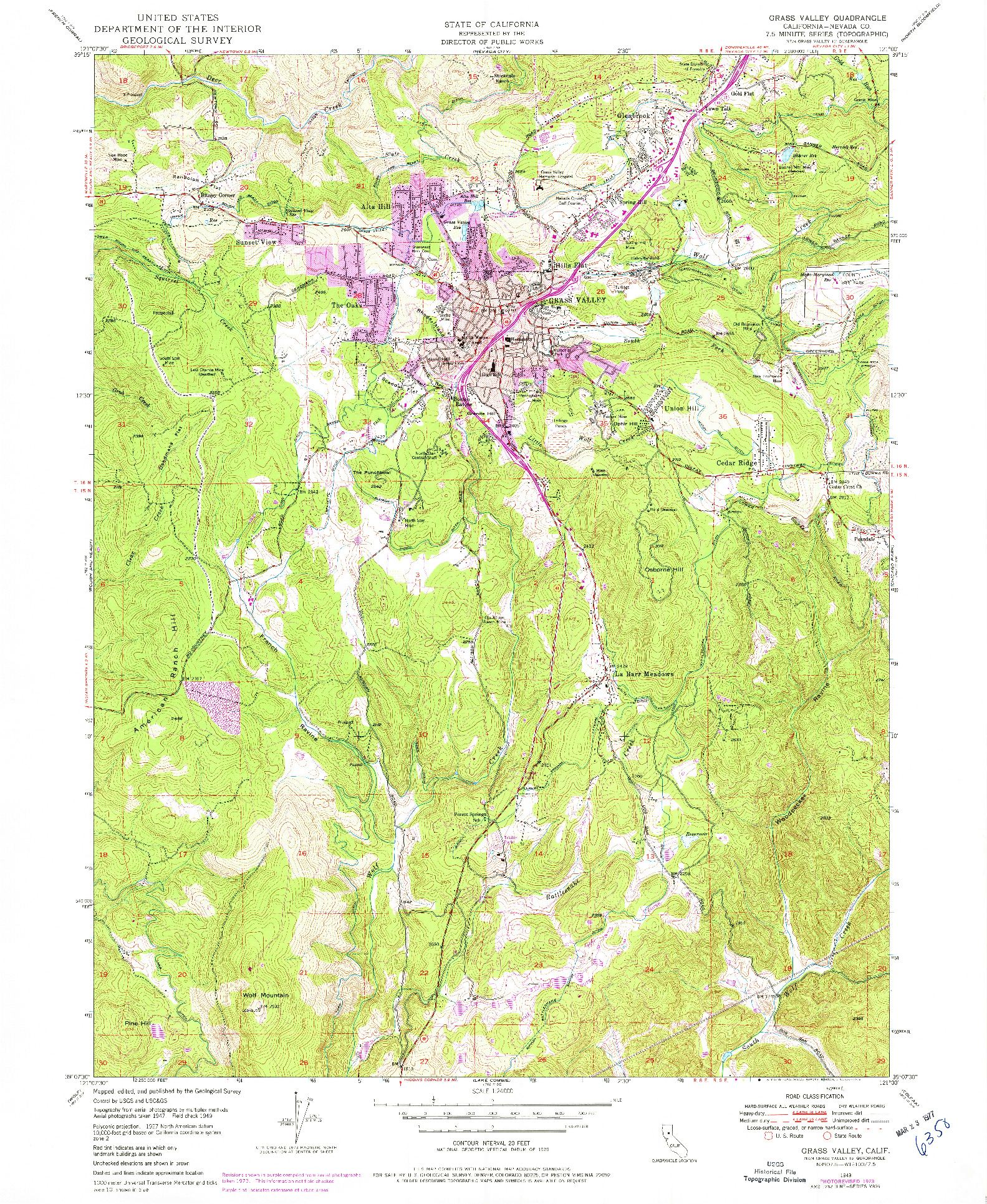 USGS 1:24000-SCALE QUADRANGLE FOR GRASS VALLEY, CA 1949