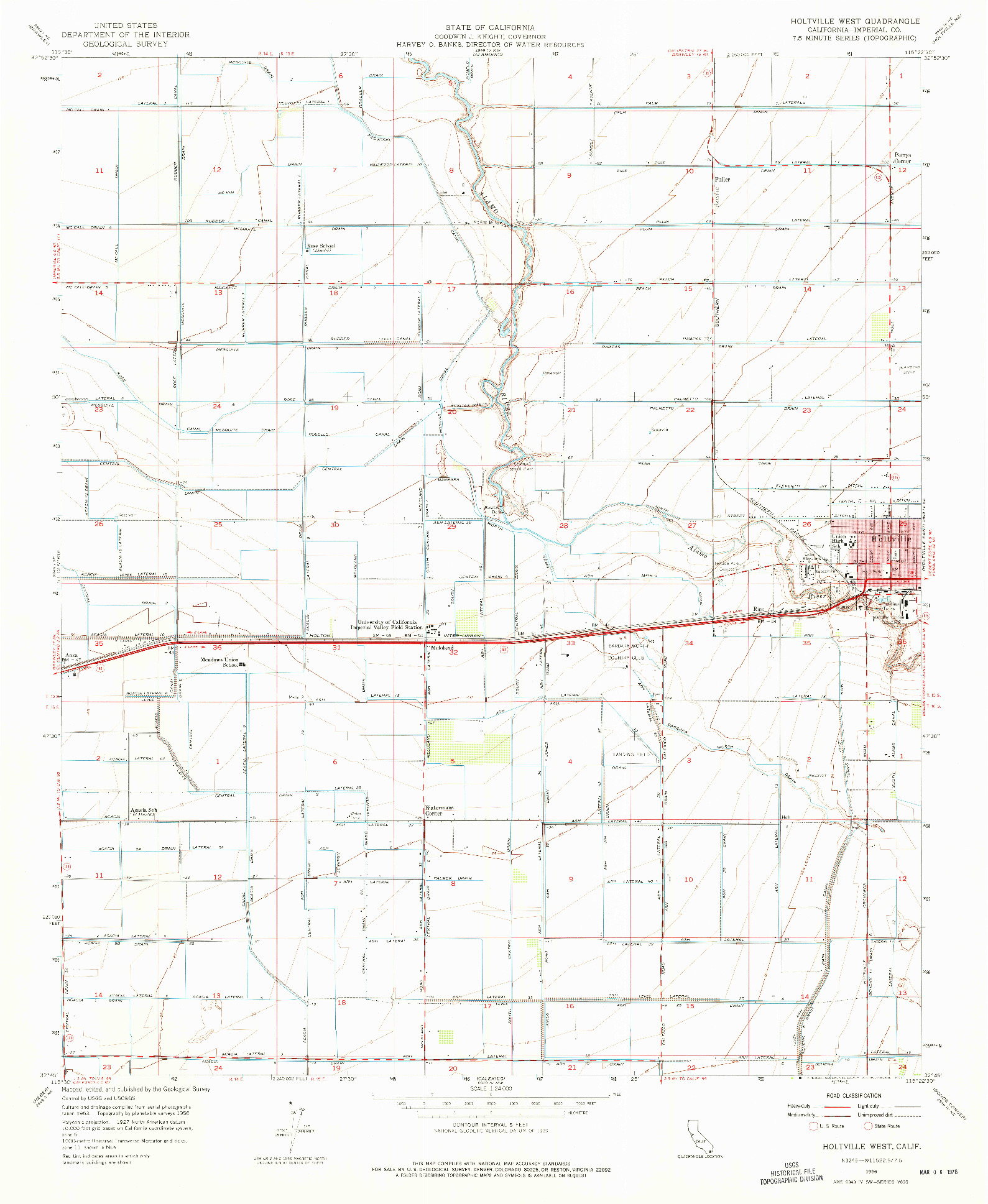 USGS 1:24000-SCALE QUADRANGLE FOR HOLTVILLE WEST, CA 1956