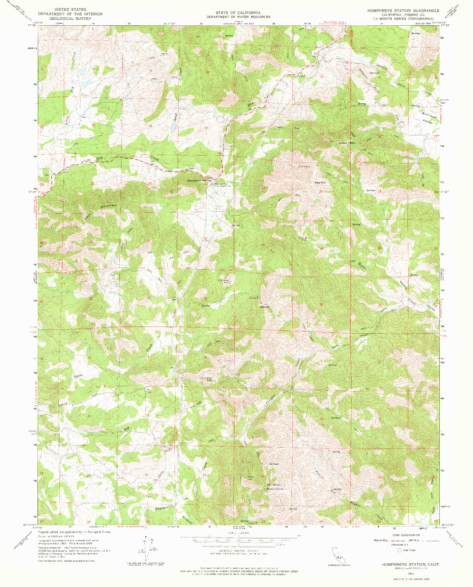 USGS 1:24000-SCALE QUADRANGLE FOR HUMPHREYS STATION, CA 1965