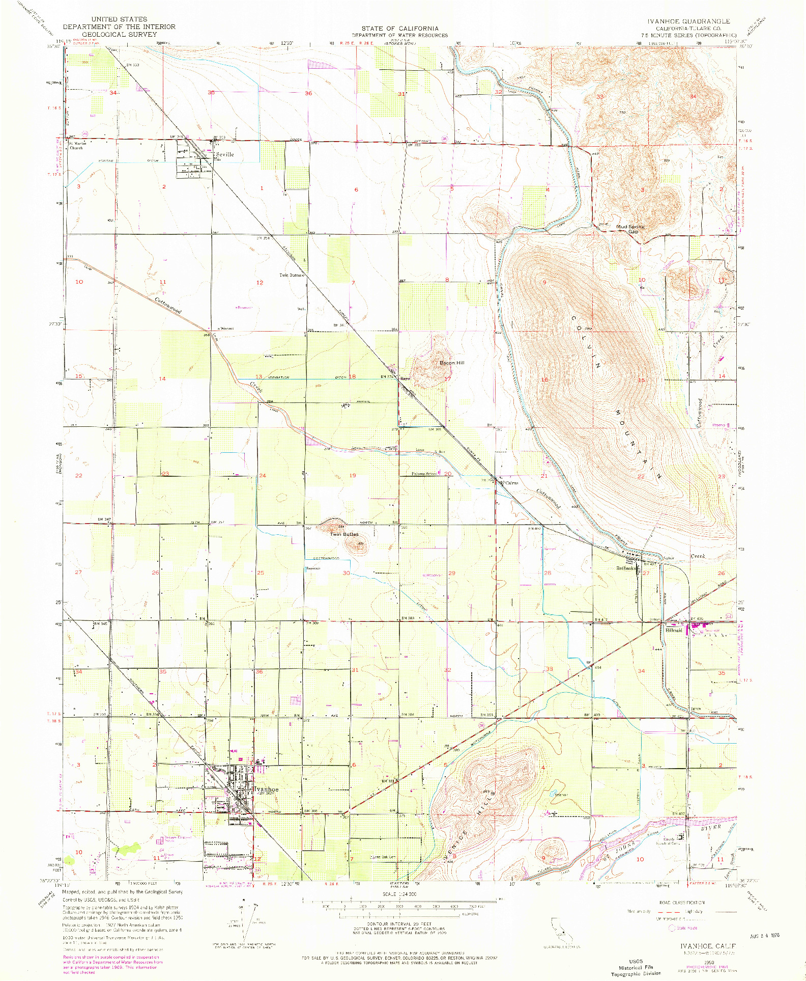 USGS 1:24000-SCALE QUADRANGLE FOR IVANHOE, CA 1950