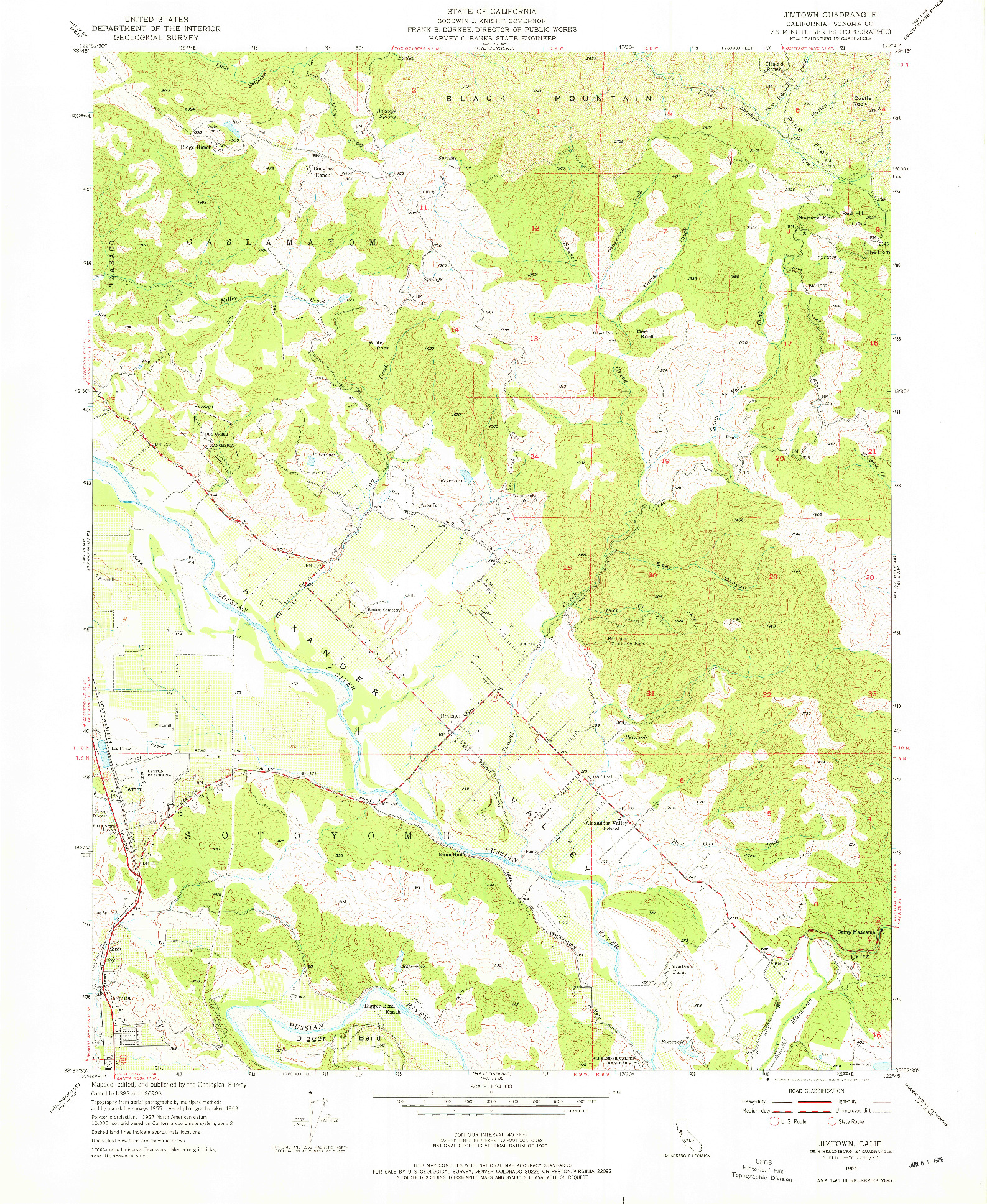 USGS 1:24000-SCALE QUADRANGLE FOR JIMTOWN, CA 1955