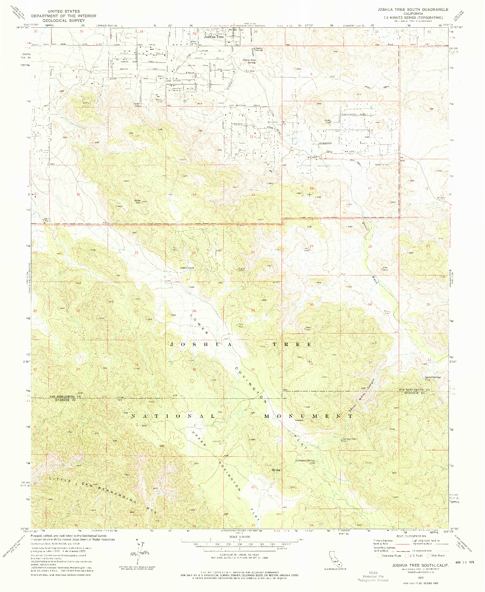 USGS 1:24000-SCALE QUADRANGLE FOR JOSHUA TREE SOUTH, CA 1972