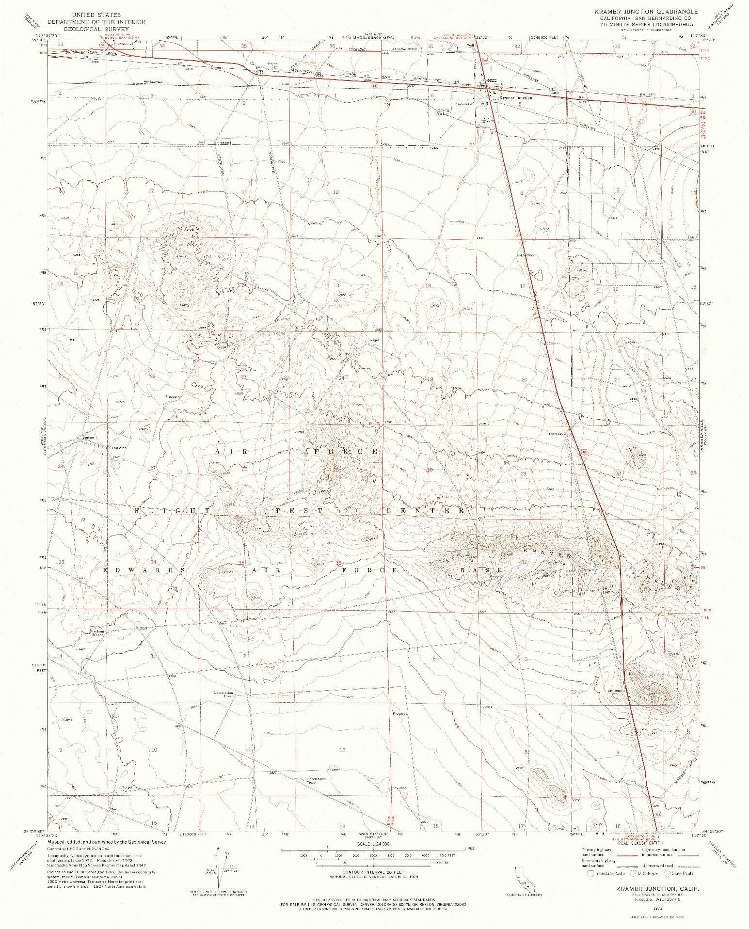 USGS 1:24000-SCALE QUADRANGLE FOR KRAMER JUNCTION, CA 1973