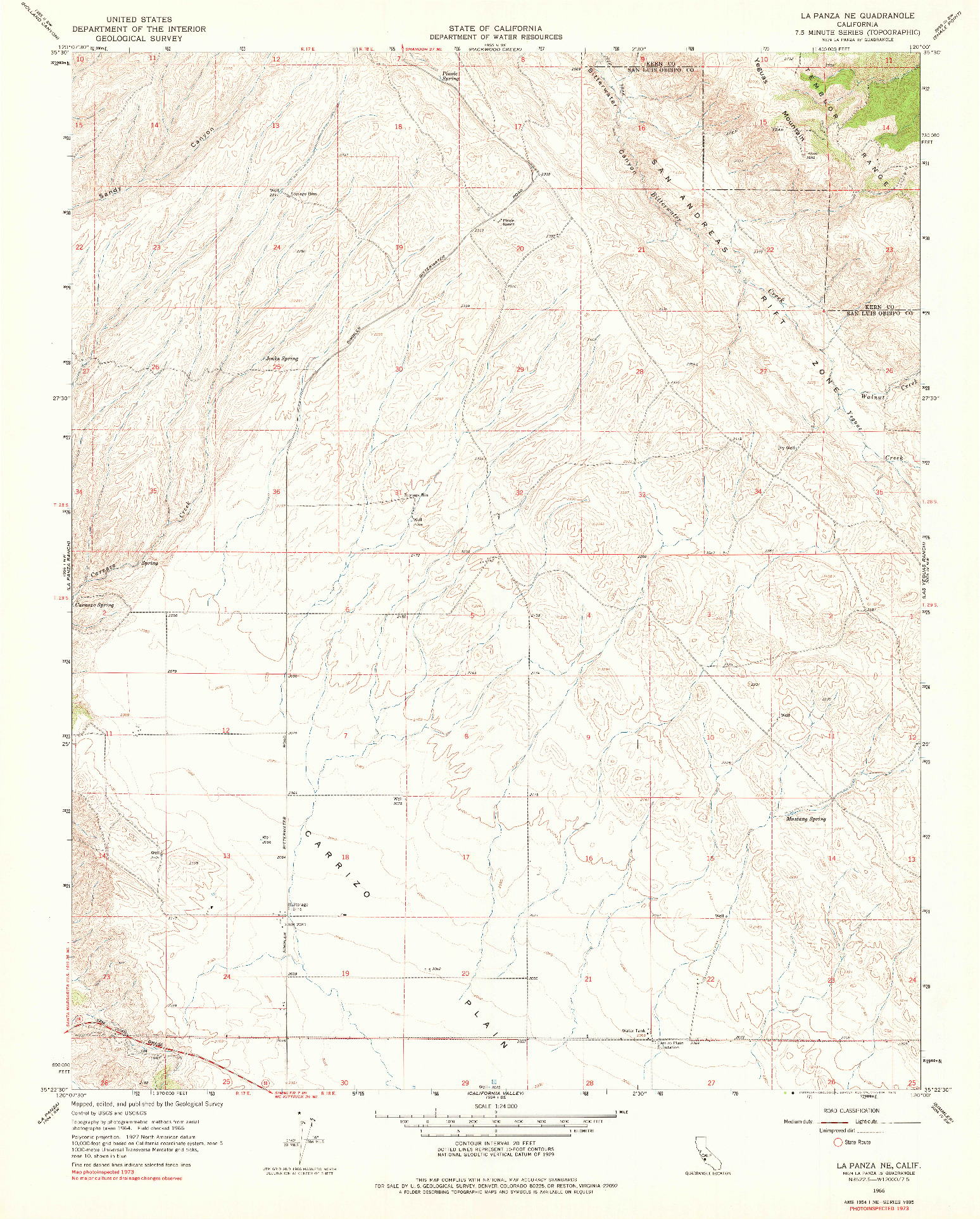 USGS 1:24000-SCALE QUADRANGLE FOR LA PANZA NE, CA 1966