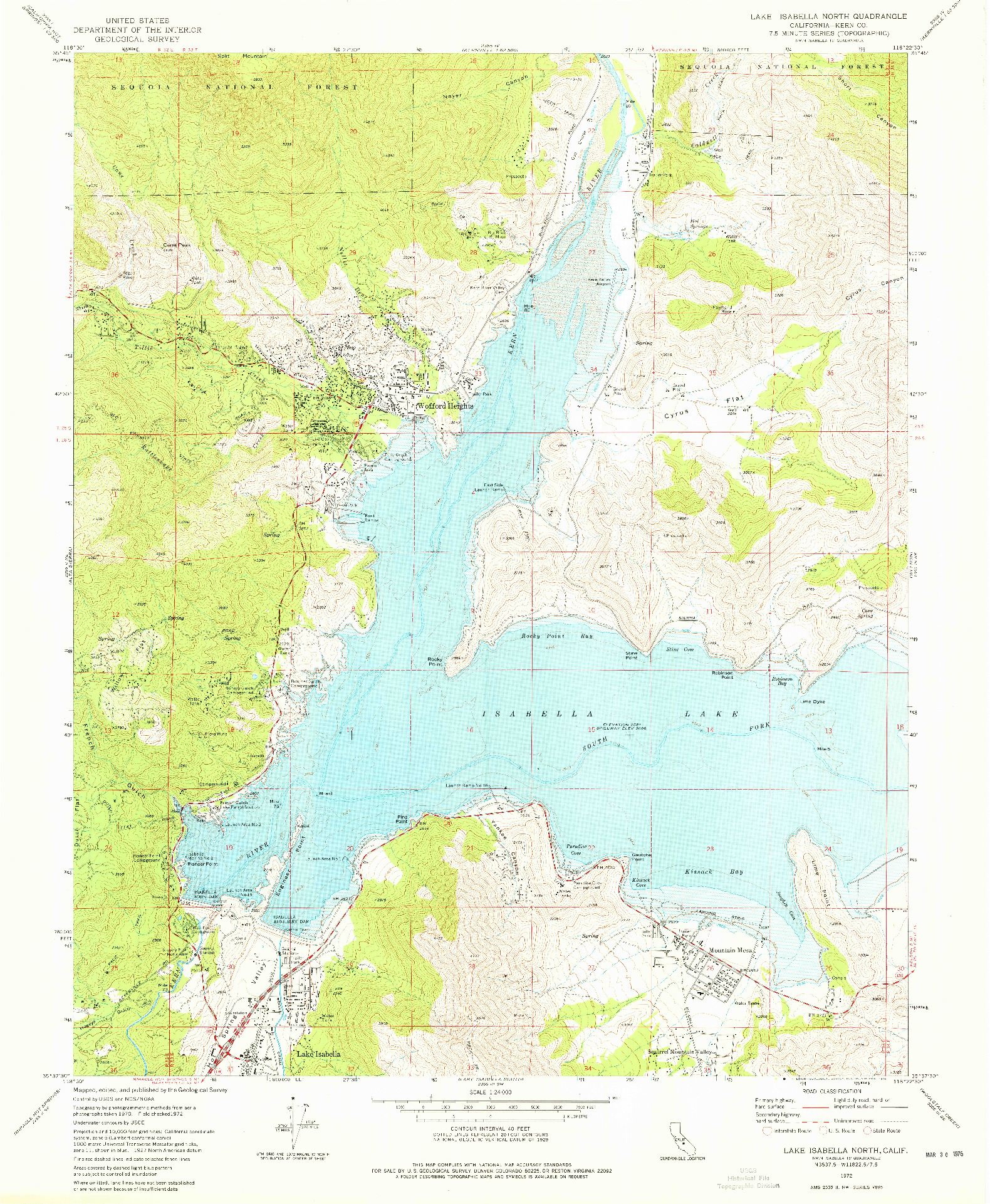 USGS 1:24000-SCALE QUADRANGLE FOR LAKE ISABELLA NORTH, CA 1972