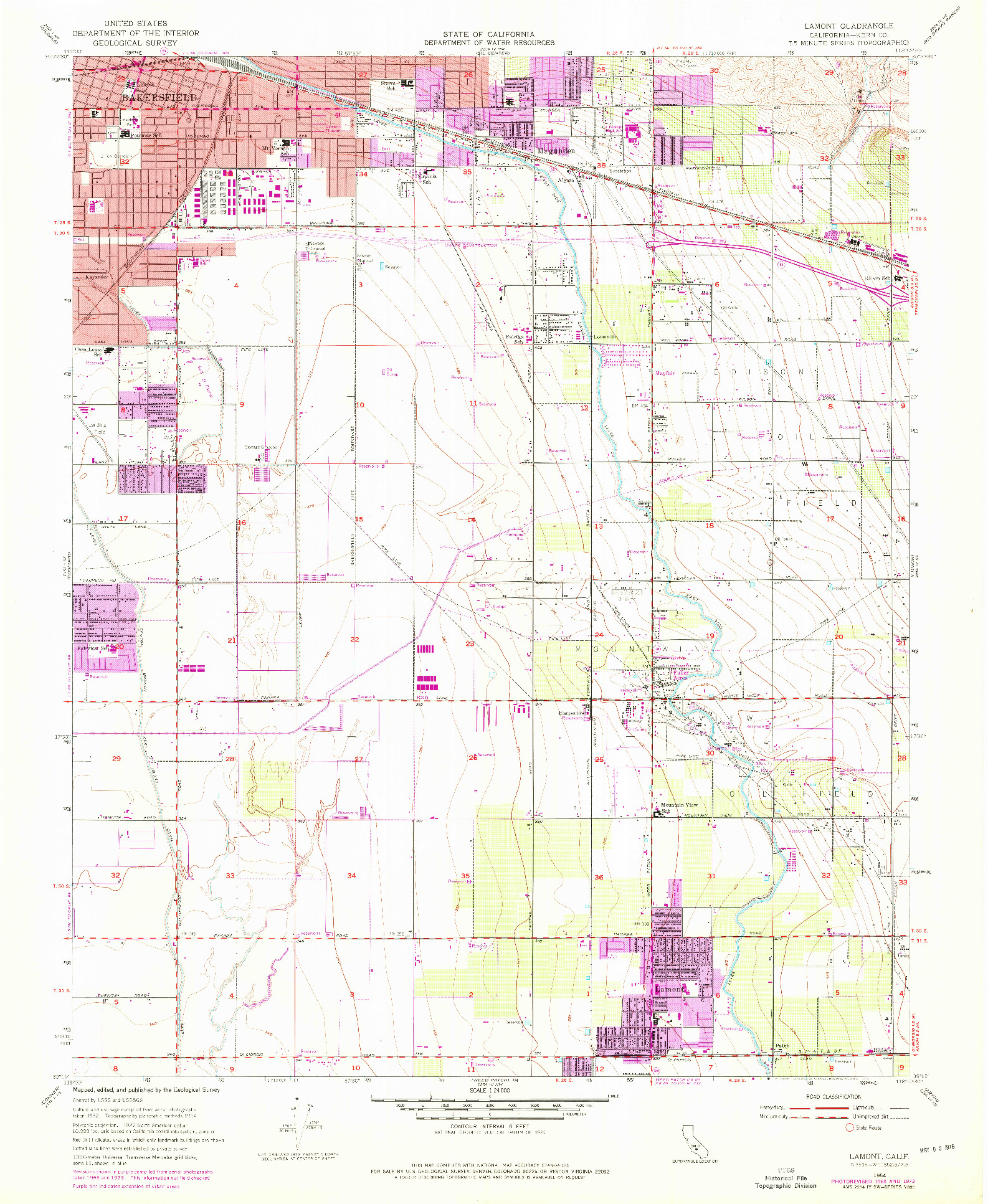 USGS 1:24000-SCALE QUADRANGLE FOR LAMONT, CA 1954