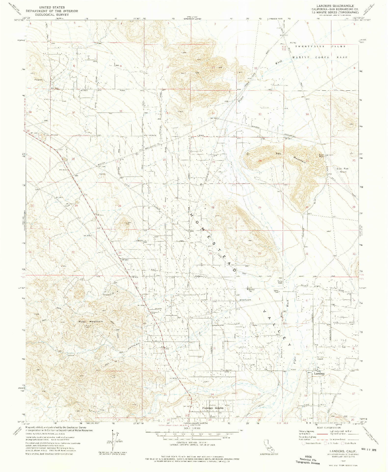 USGS 1:24000-SCALE QUADRANGLE FOR LANDERS, CA 1972