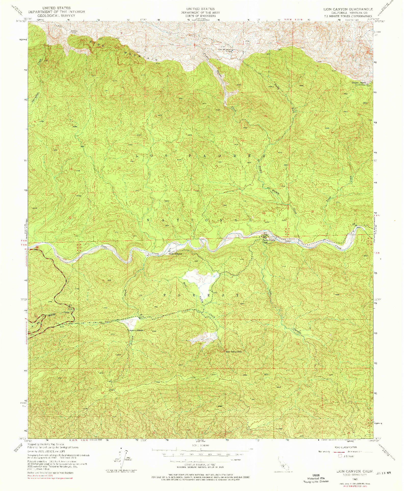 USGS 1:24000-SCALE QUADRANGLE FOR LION CANYON, CA 1943