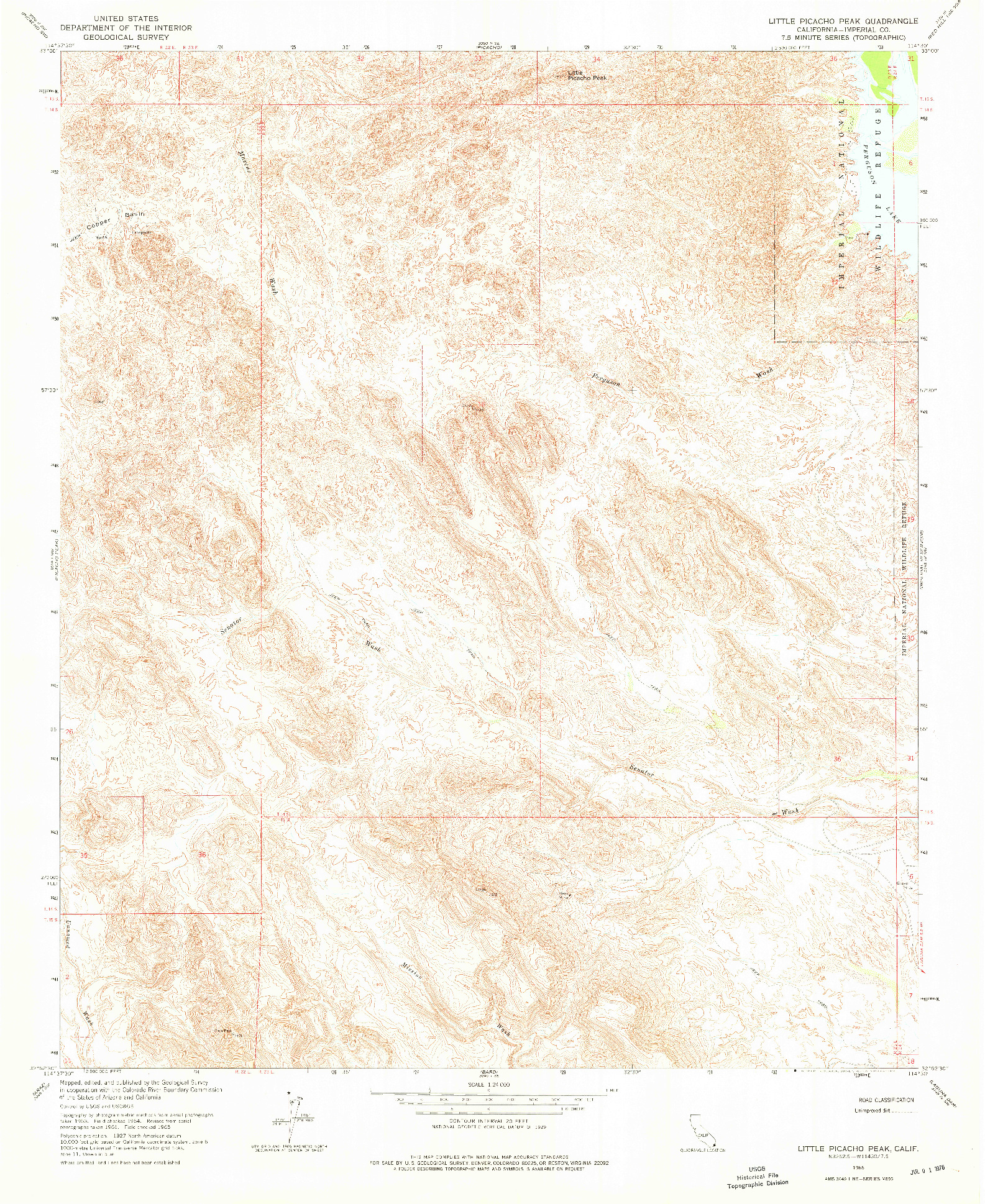 USGS 1:24000-SCALE QUADRANGLE FOR LITTLE PICACHO PEAK, CA 1965