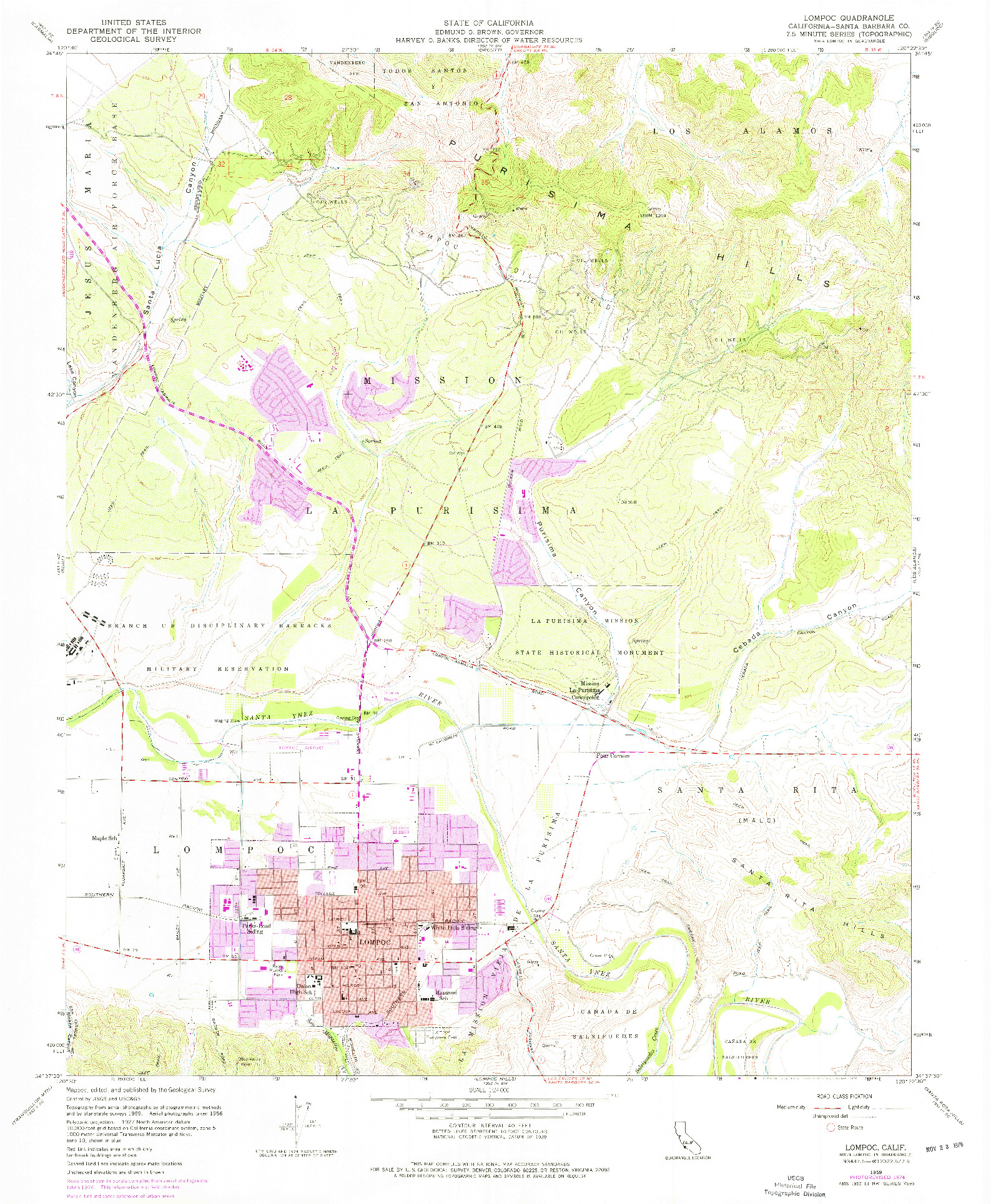 USGS 1:24000-SCALE QUADRANGLE FOR LOMPOC, CA 1959