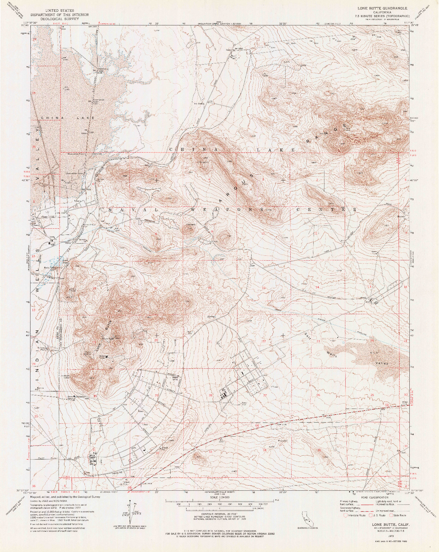 USGS 1:24000-SCALE QUADRANGLE FOR LONE BUTTE, CA 1973