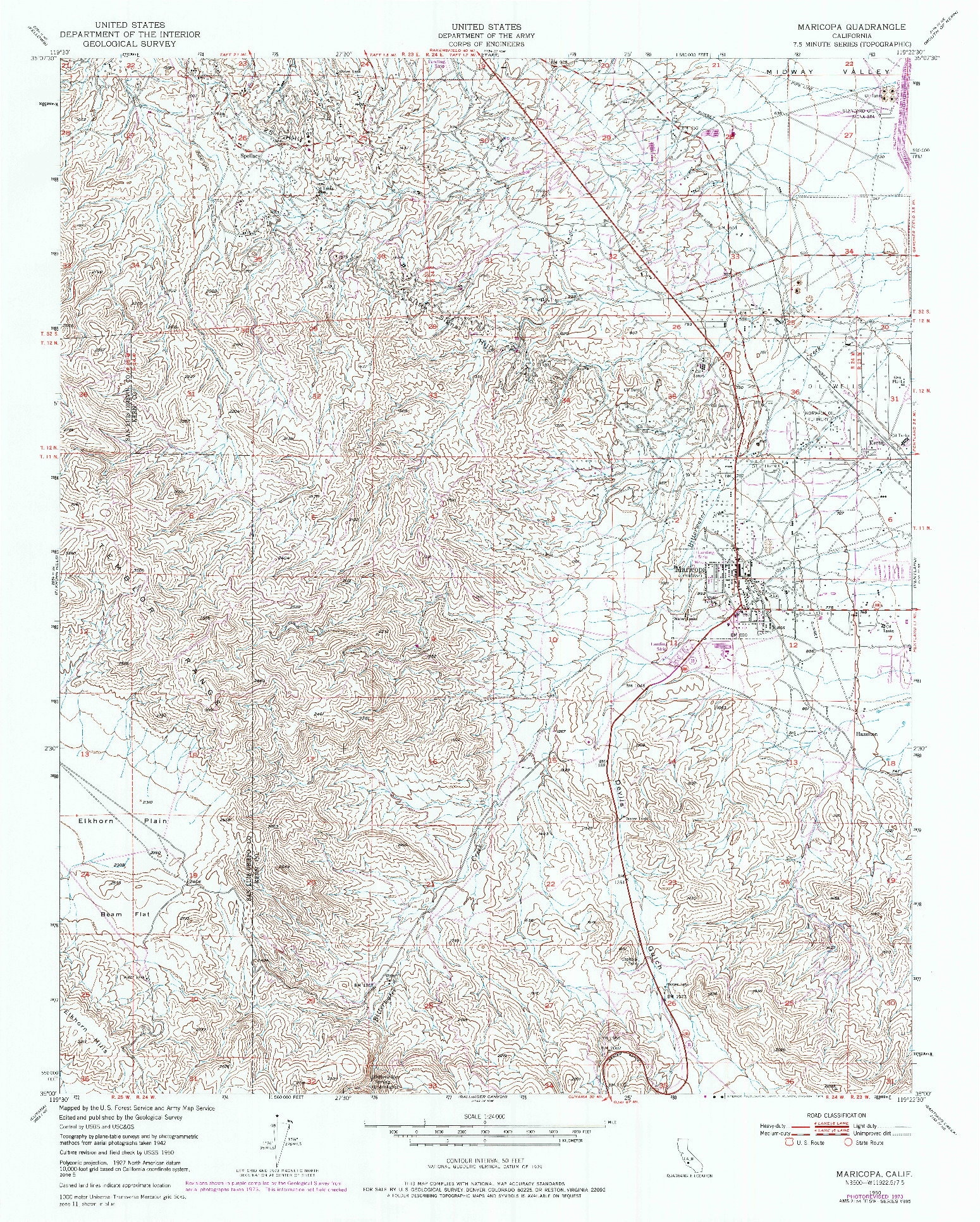 USGS 1:24000-SCALE QUADRANGLE FOR MARICOPA, CA 1950