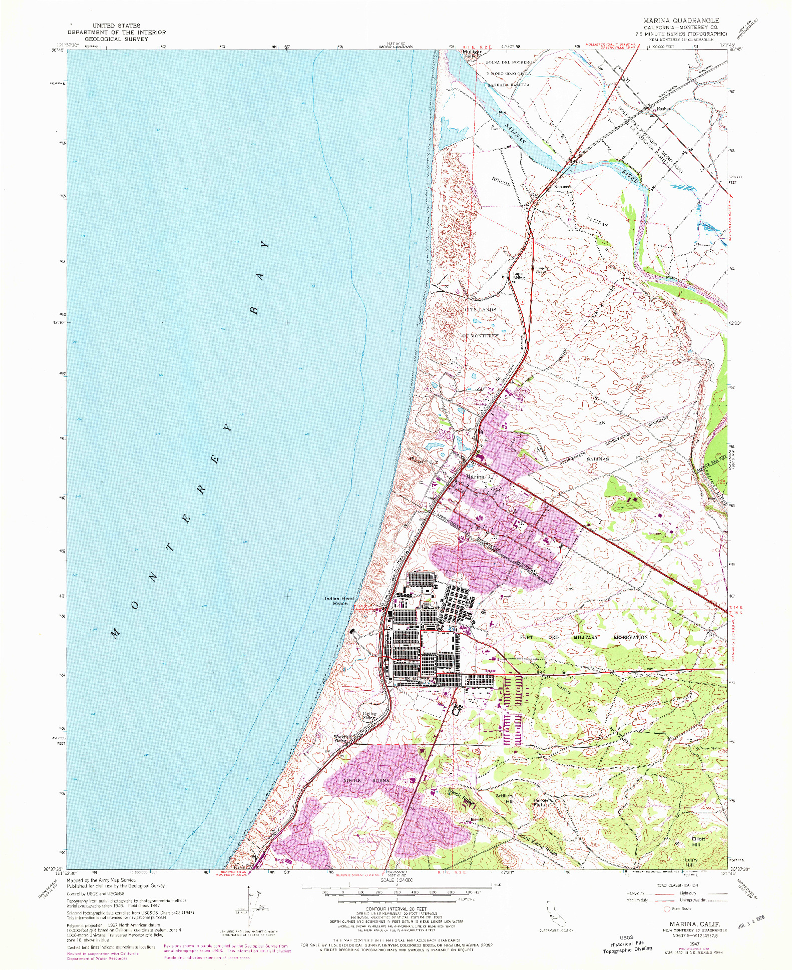 USGS 1:24000-SCALE QUADRANGLE FOR MARINA, CA 1947