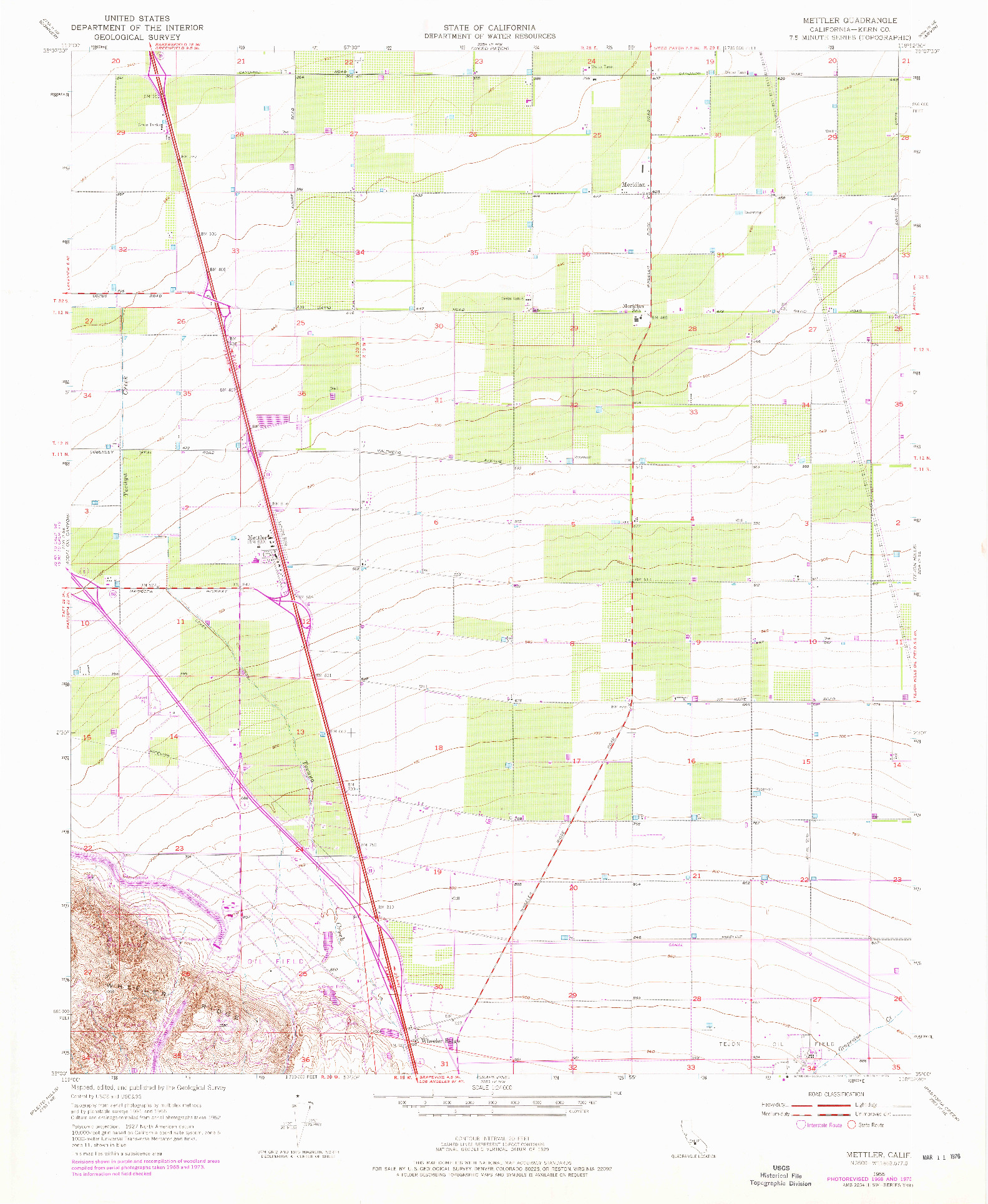 USGS 1:24000-SCALE QUADRANGLE FOR METTLER, CA 1955