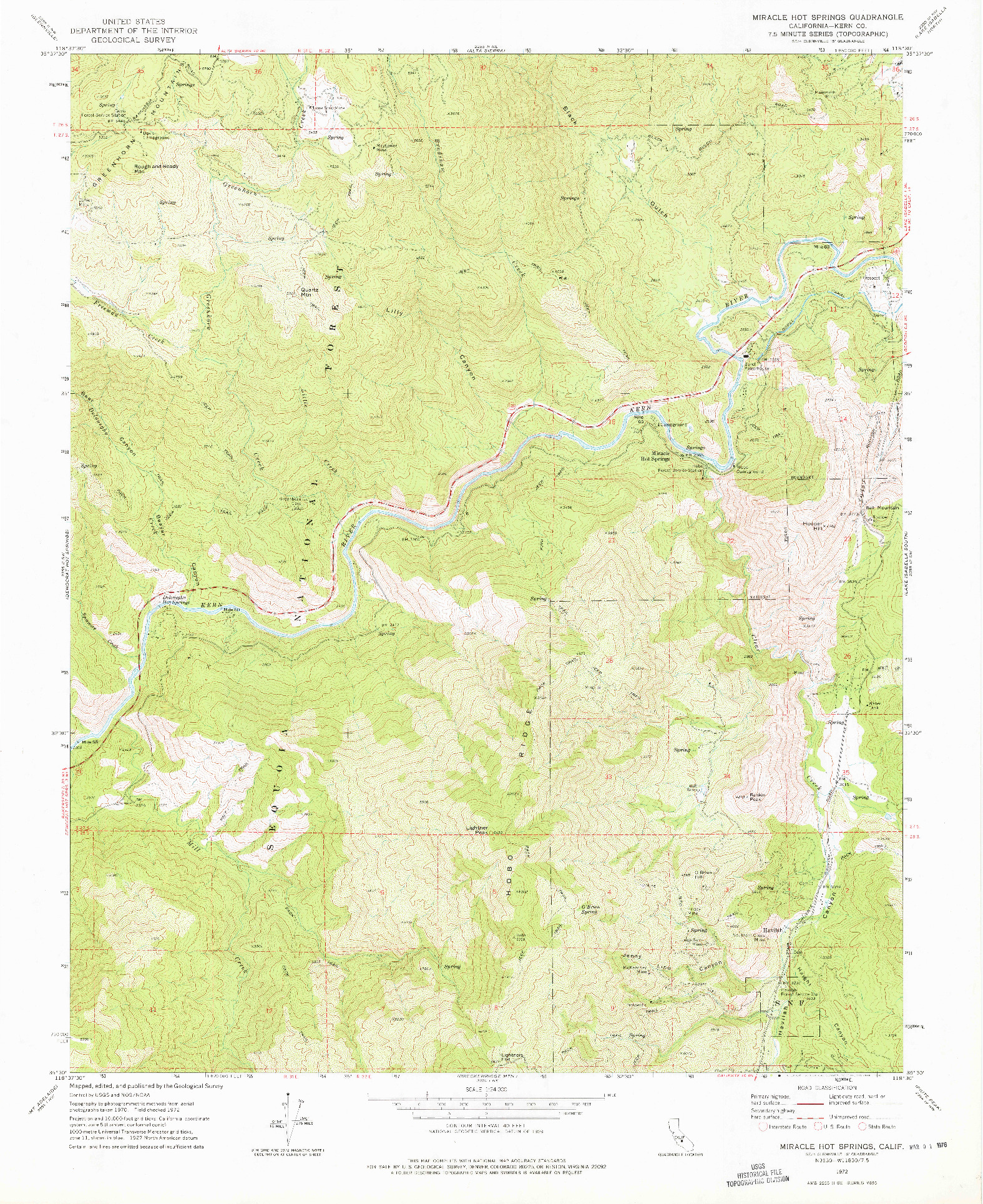 USGS 1:24000-SCALE QUADRANGLE FOR MIRACLE HOT SPRINGS, CA 1972