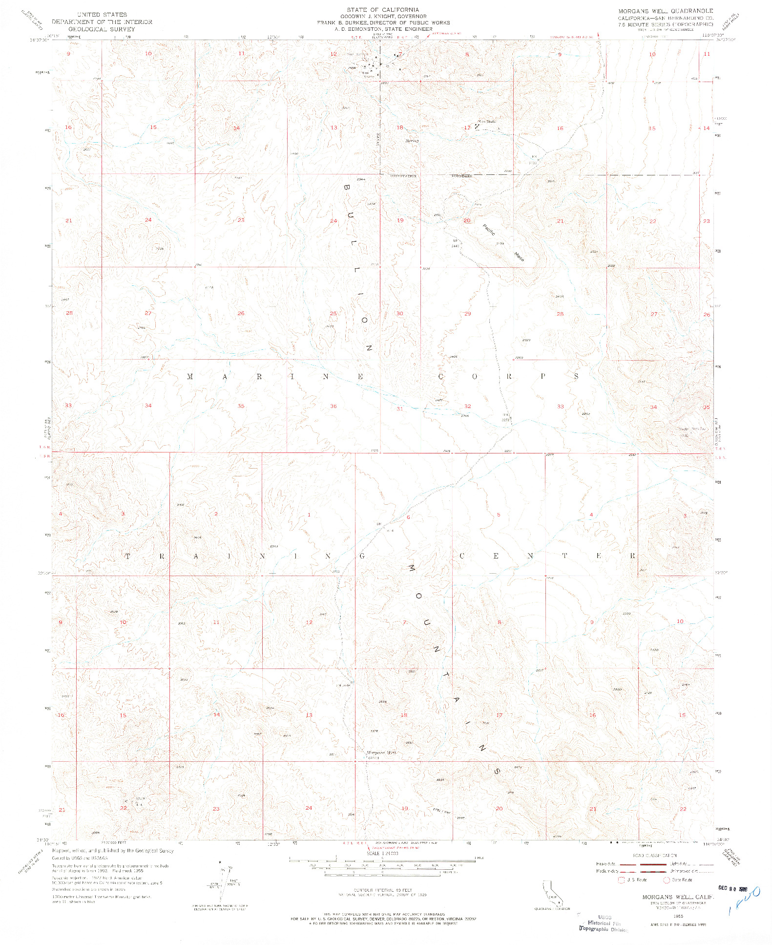 USGS 1:24000-SCALE QUADRANGLE FOR MORGANS WELL, CA 1955