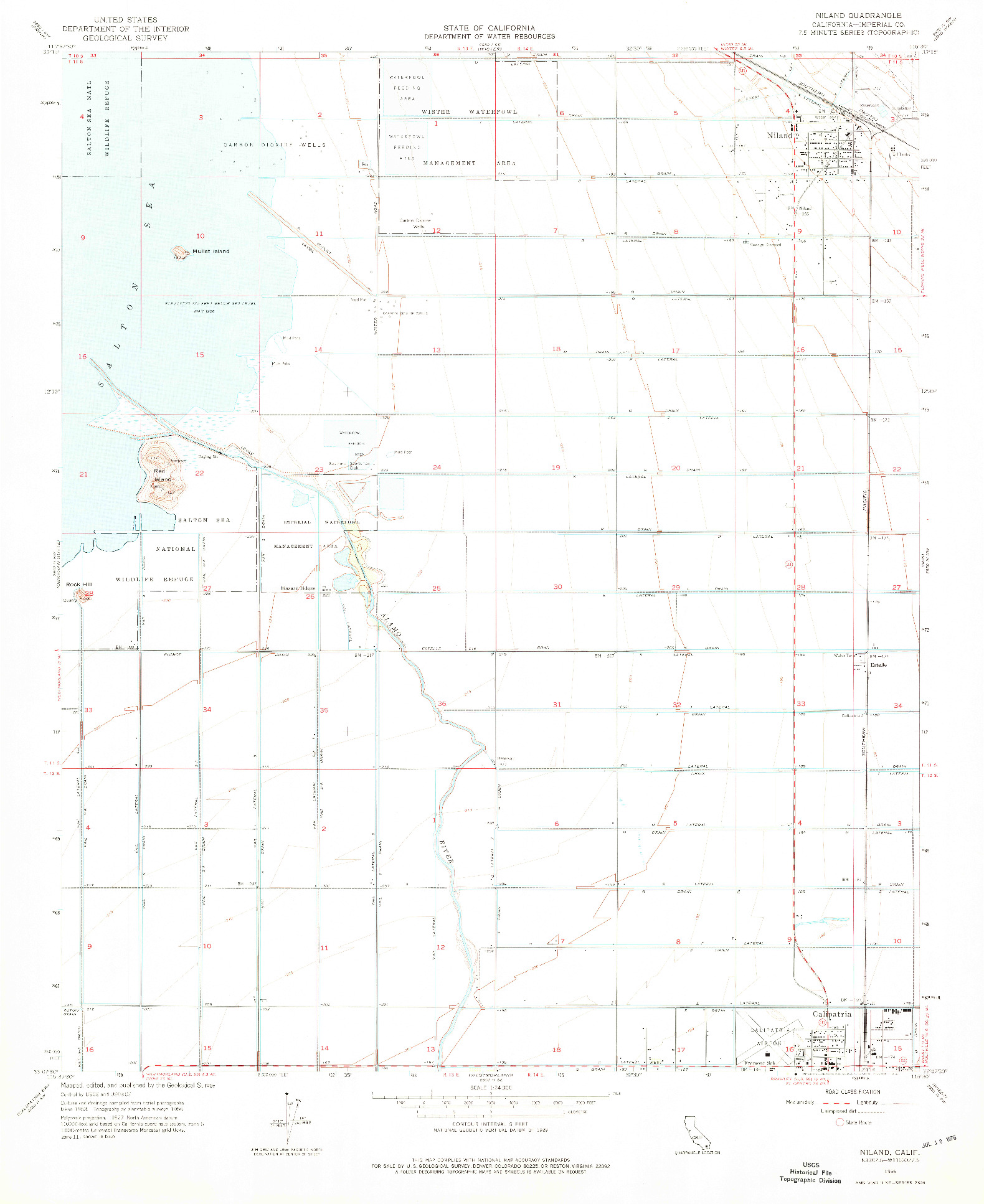 USGS 1:24000-SCALE QUADRANGLE FOR NILAND, CA 1956