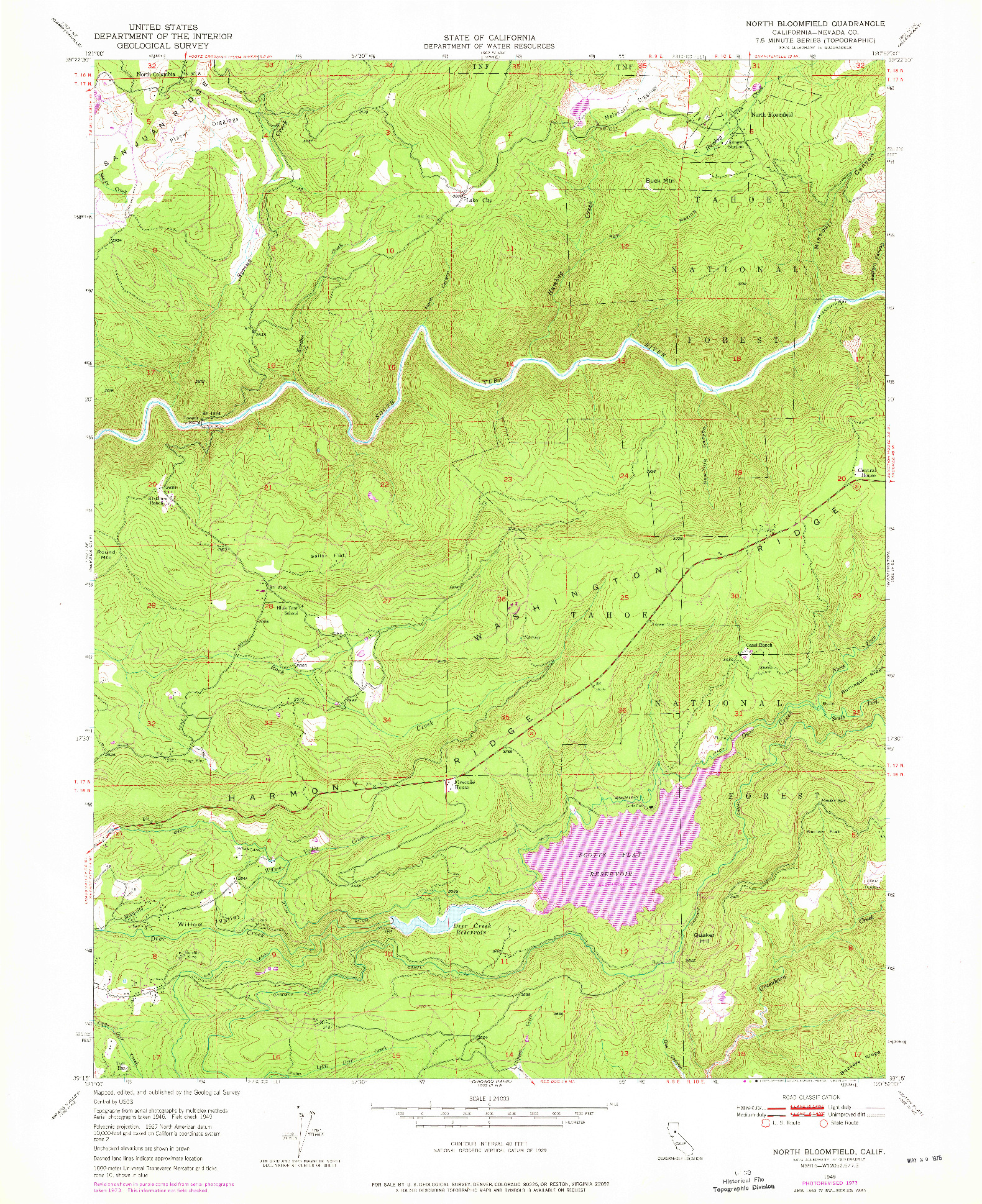 USGS 1:24000-SCALE QUADRANGLE FOR NORTH BLOOMFIELD, CA 1949