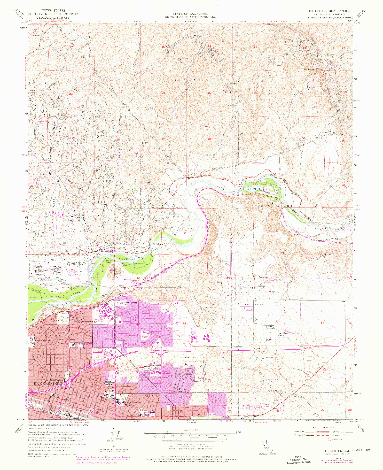 USGS 1:24000-SCALE QUADRANGLE FOR OIL CENTER, CA 1954