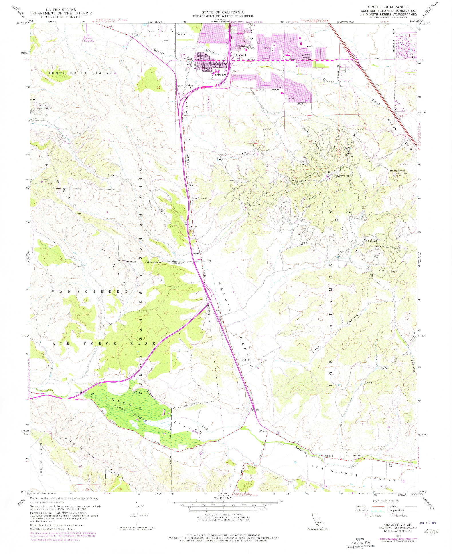 USGS 1:24000-SCALE QUADRANGLE FOR ORCUTT, CA 1959