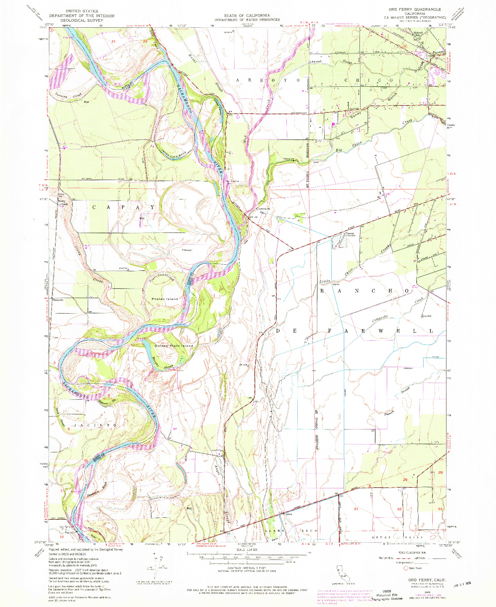 USGS 1:24000-SCALE QUADRANGLE FOR ORD FERRY, CA 1949