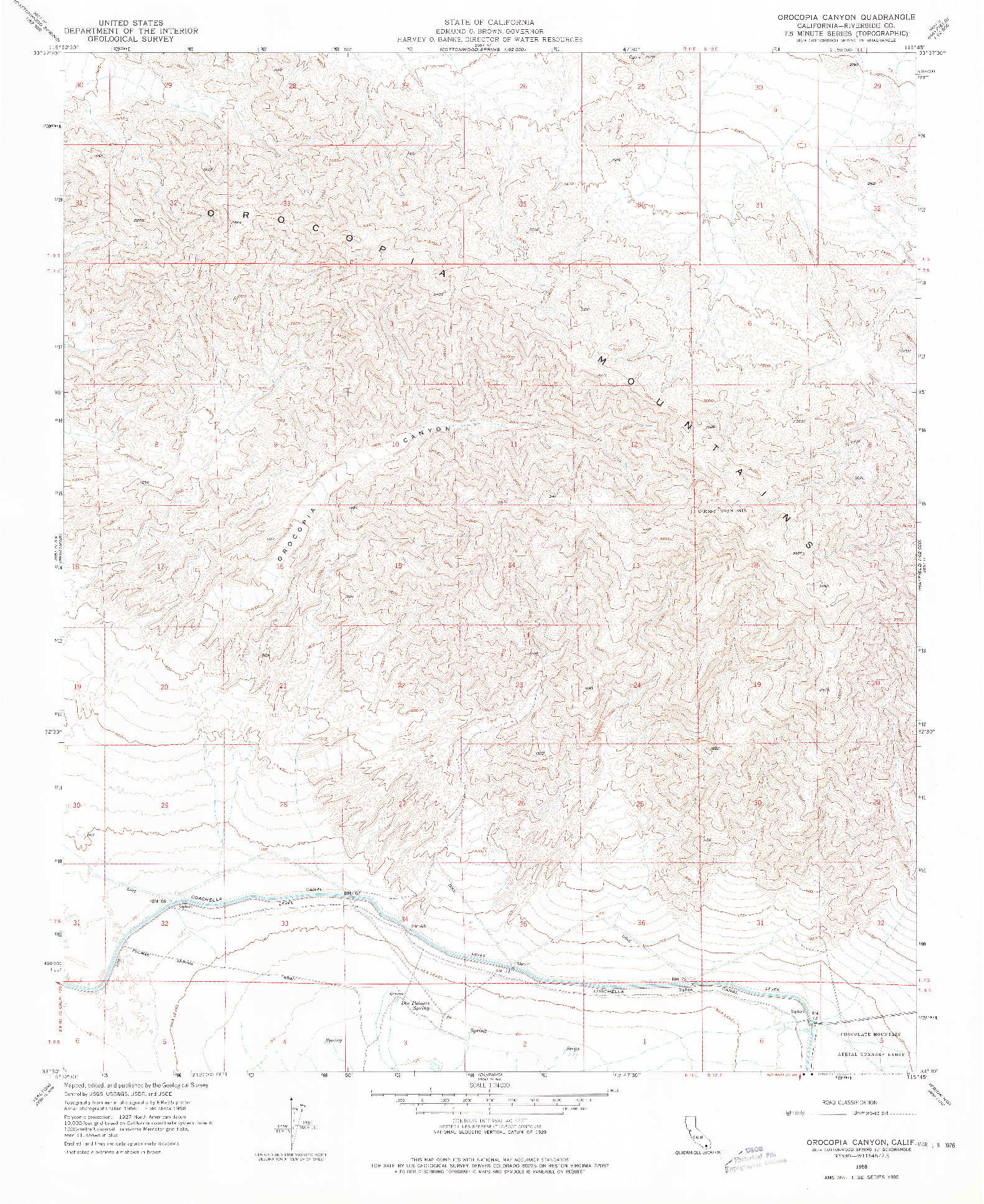 USGS 1:24000-SCALE QUADRANGLE FOR OROCOPIA CANYON, CA 1958