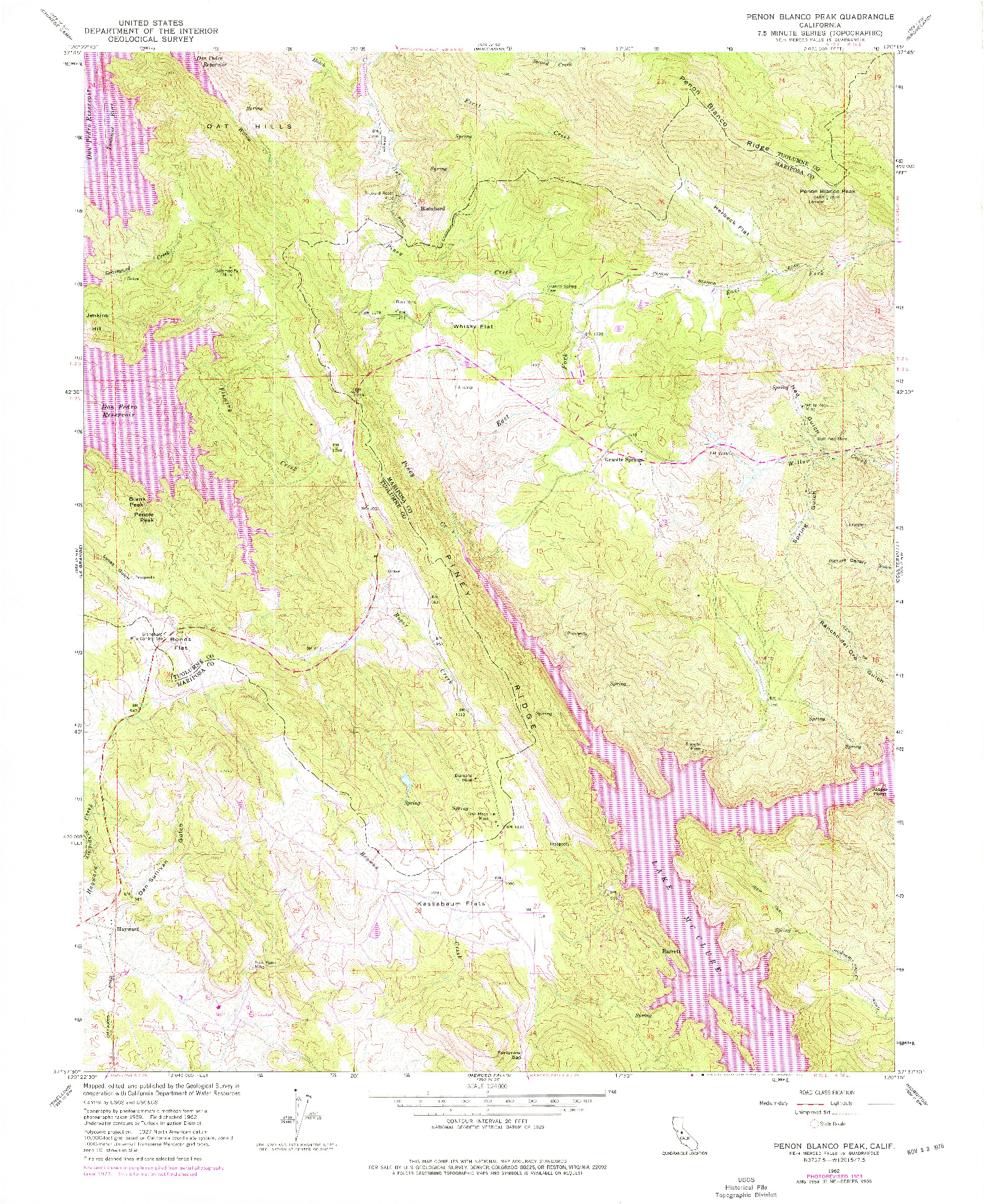 USGS 1:24000-SCALE QUADRANGLE FOR PENON BLANCO PEAK, CA 1962