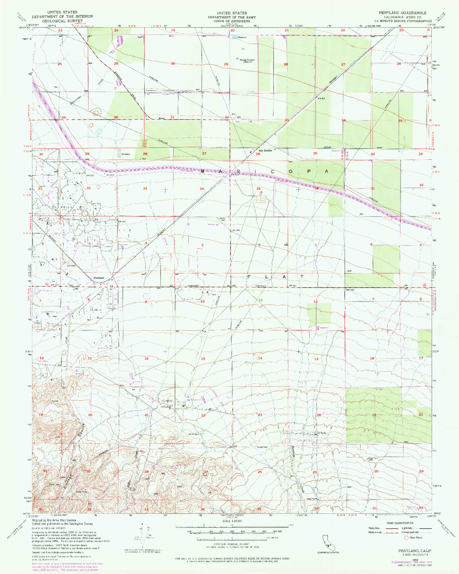 USGS 1:24000-SCALE QUADRANGLE FOR PENTLAND, CA 1953