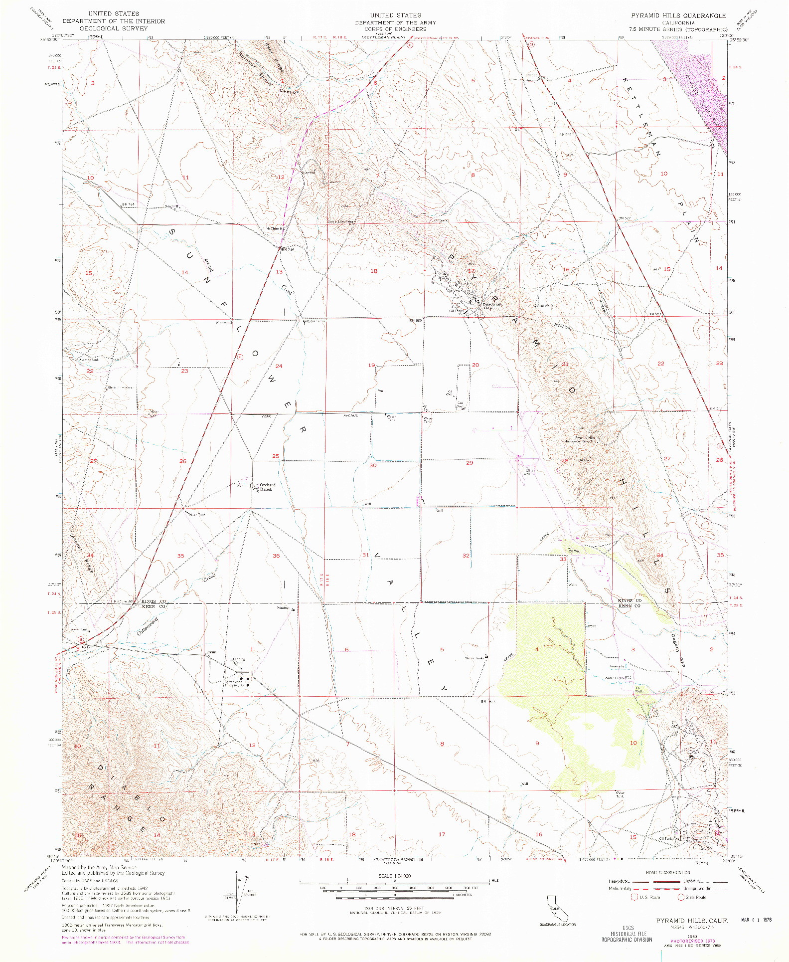 USGS 1:24000-SCALE QUADRANGLE FOR PYRAMID HILLS, CA 1953