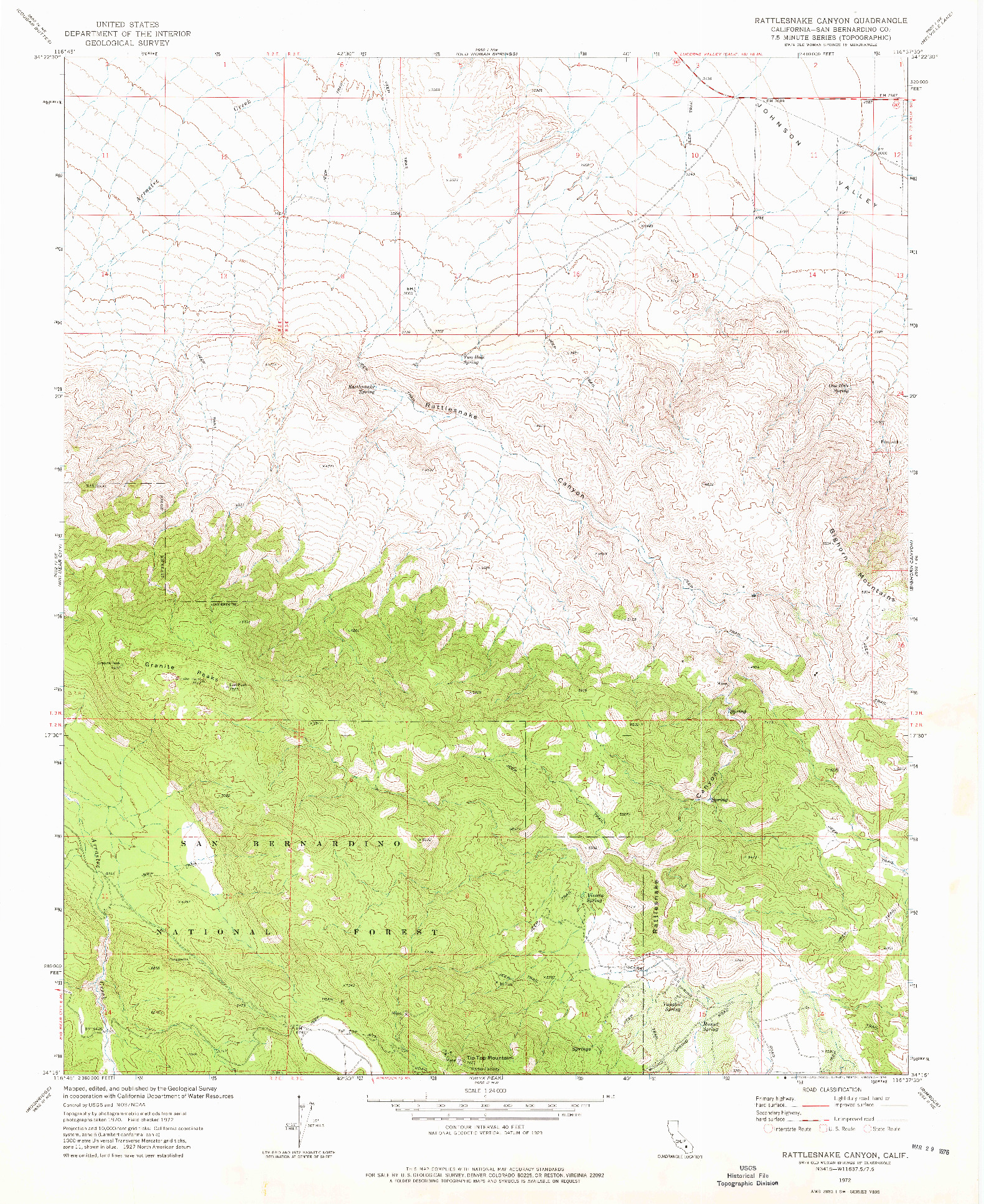 USGS 1:24000-SCALE QUADRANGLE FOR RATTLESNAKE CANYON, CA 1972