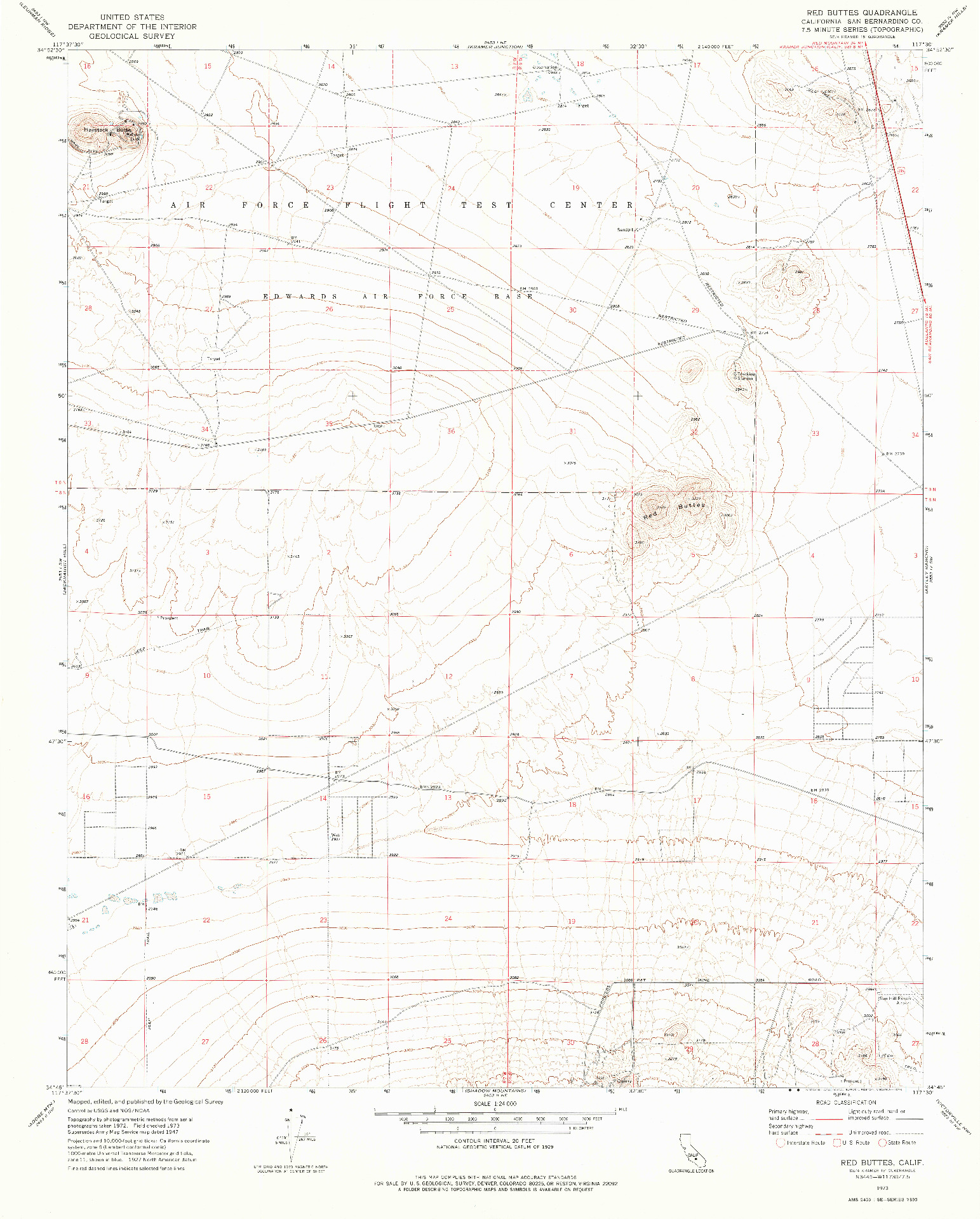 USGS 1:24000-SCALE QUADRANGLE FOR RED BUTTES, CA 1973