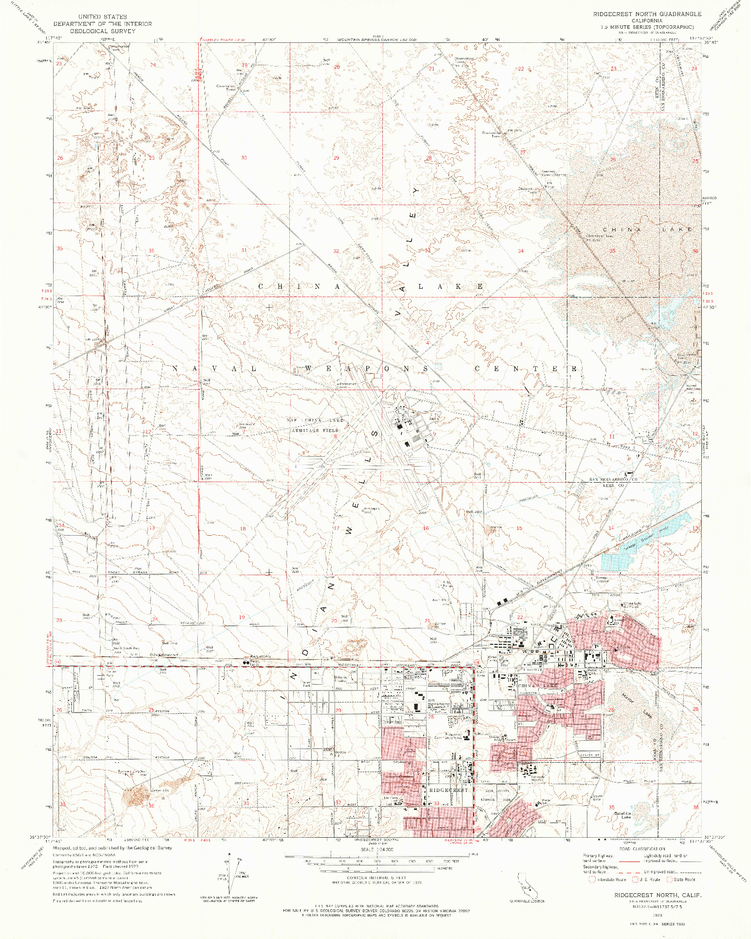 USGS 1:24000-SCALE QUADRANGLE FOR RIDGECREST NORTH, CA 1973
