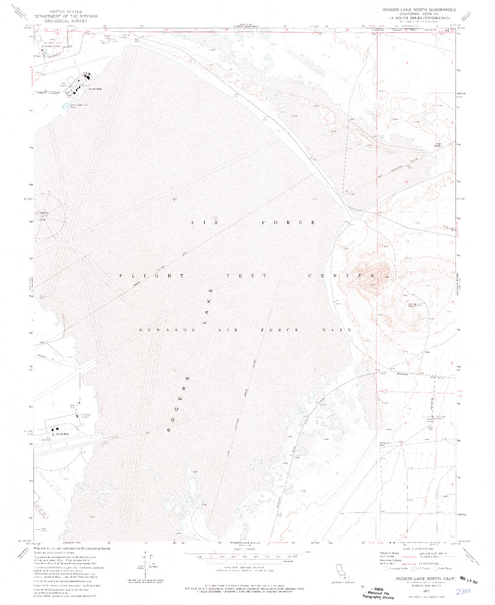 USGS 1:24000-SCALE QUADRANGLE FOR ROGERS LAKE NORTH, CA 1973