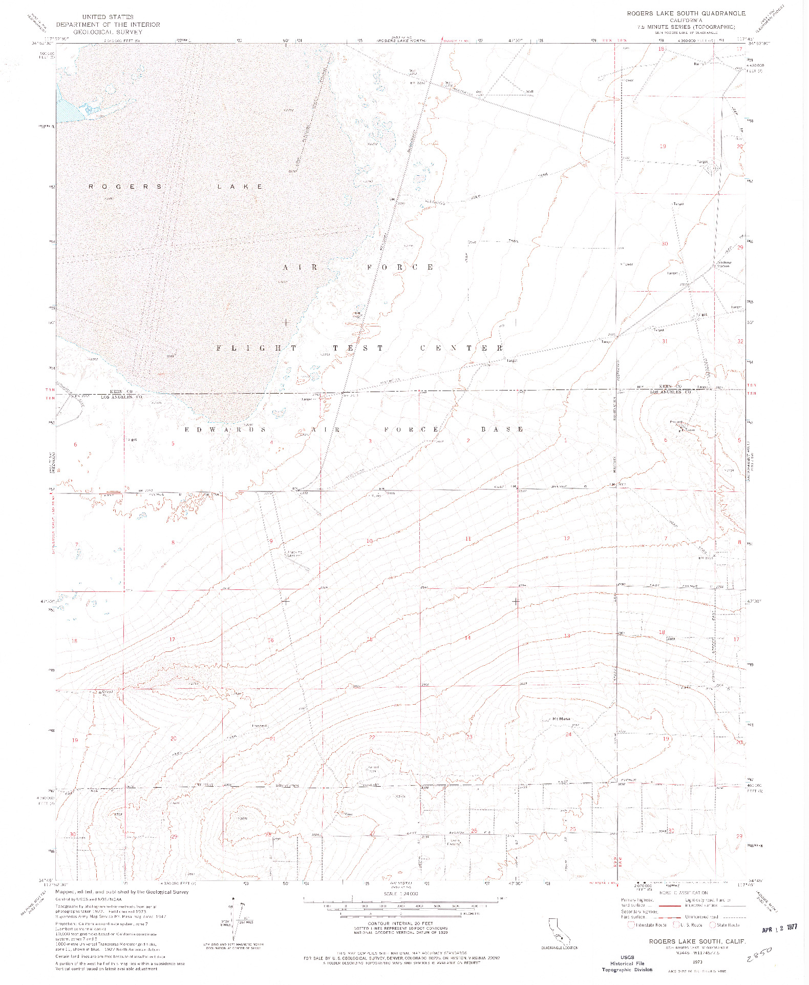 USGS 1:24000-SCALE QUADRANGLE FOR ROGERS LAKE SOUTH, CA 1973
