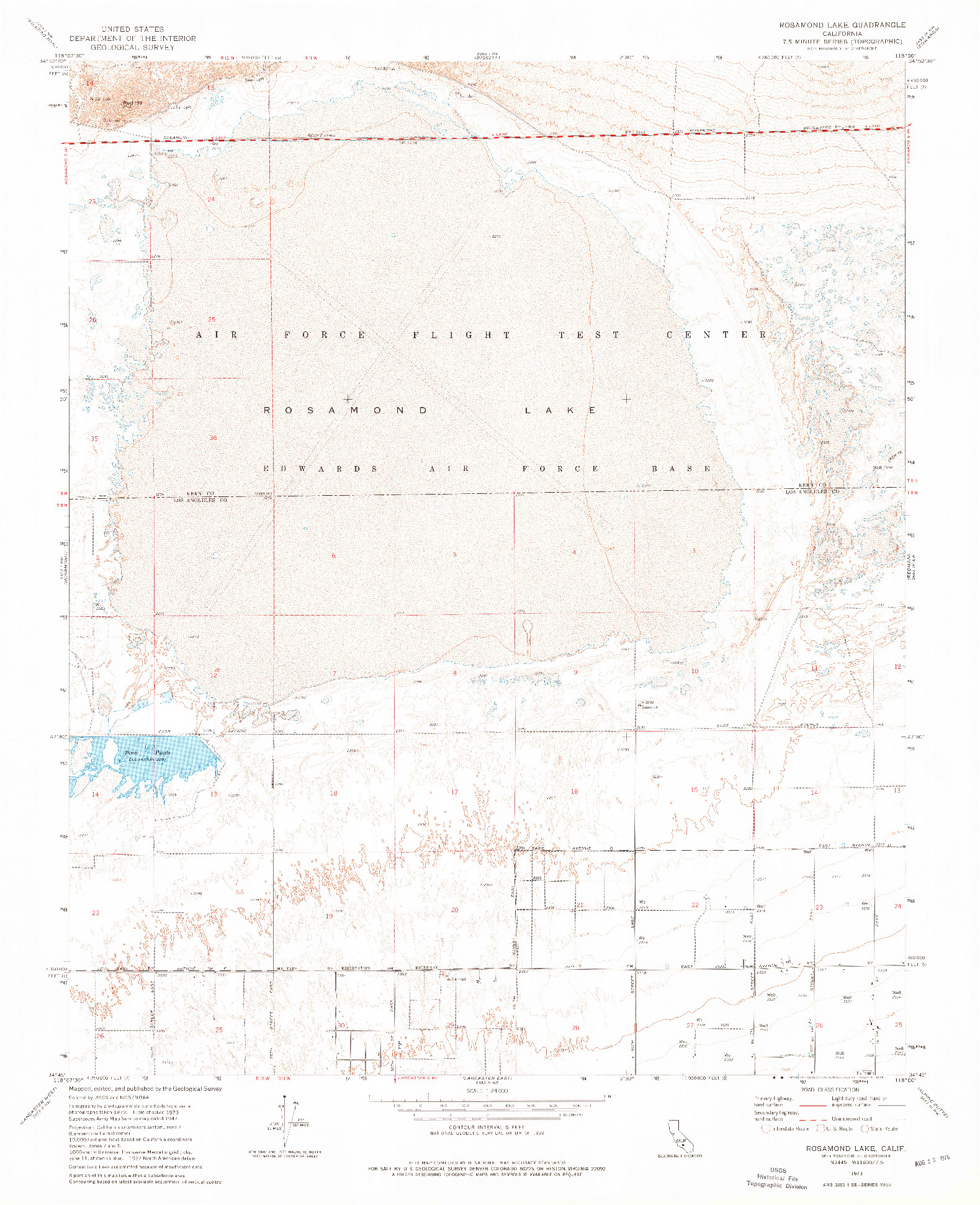USGS 1:24000-SCALE QUADRANGLE FOR ROSAMOND LAKE, CA 1973