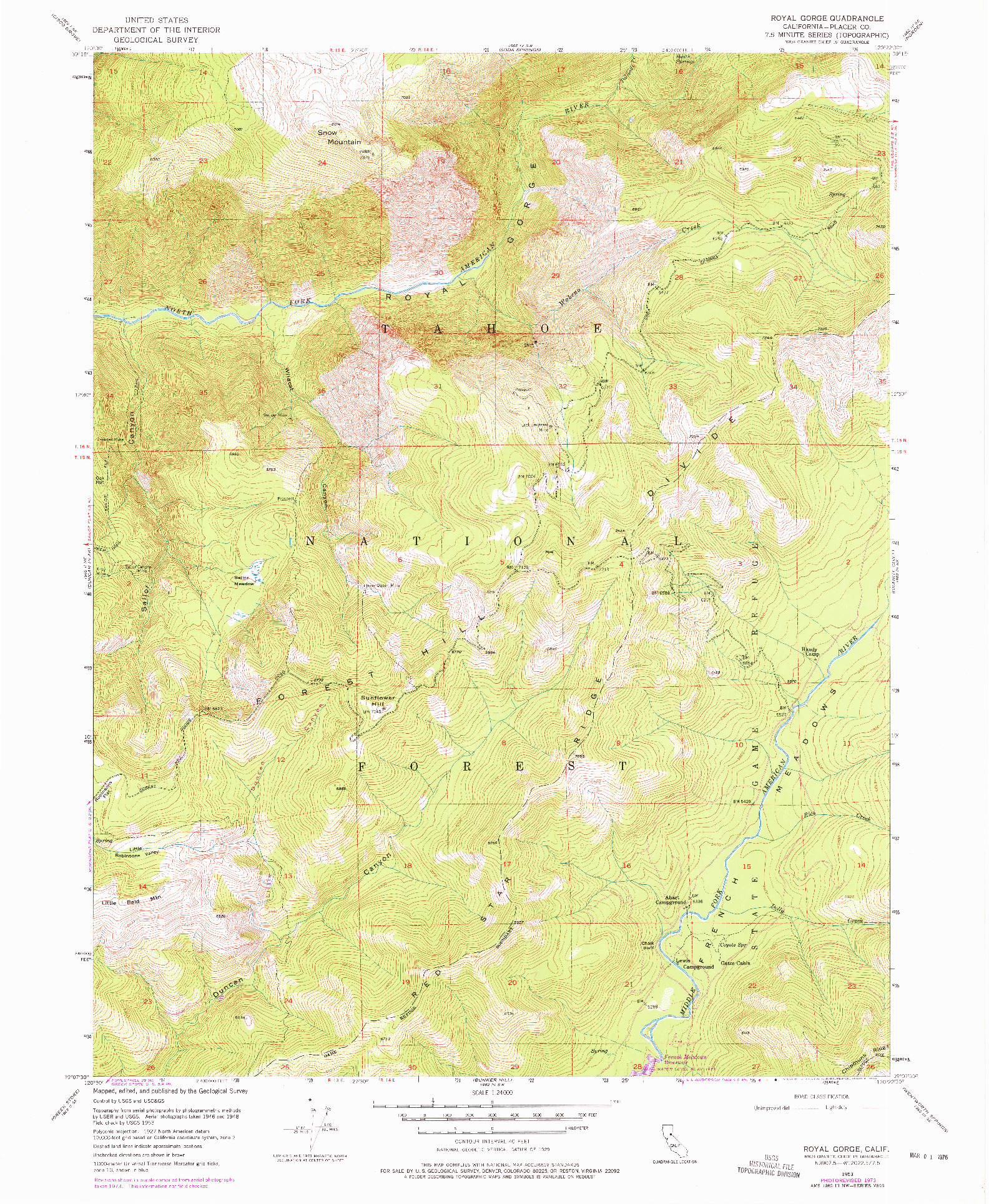 USGS 1:24000-SCALE QUADRANGLE FOR ROYAL GORGE, CA 1953