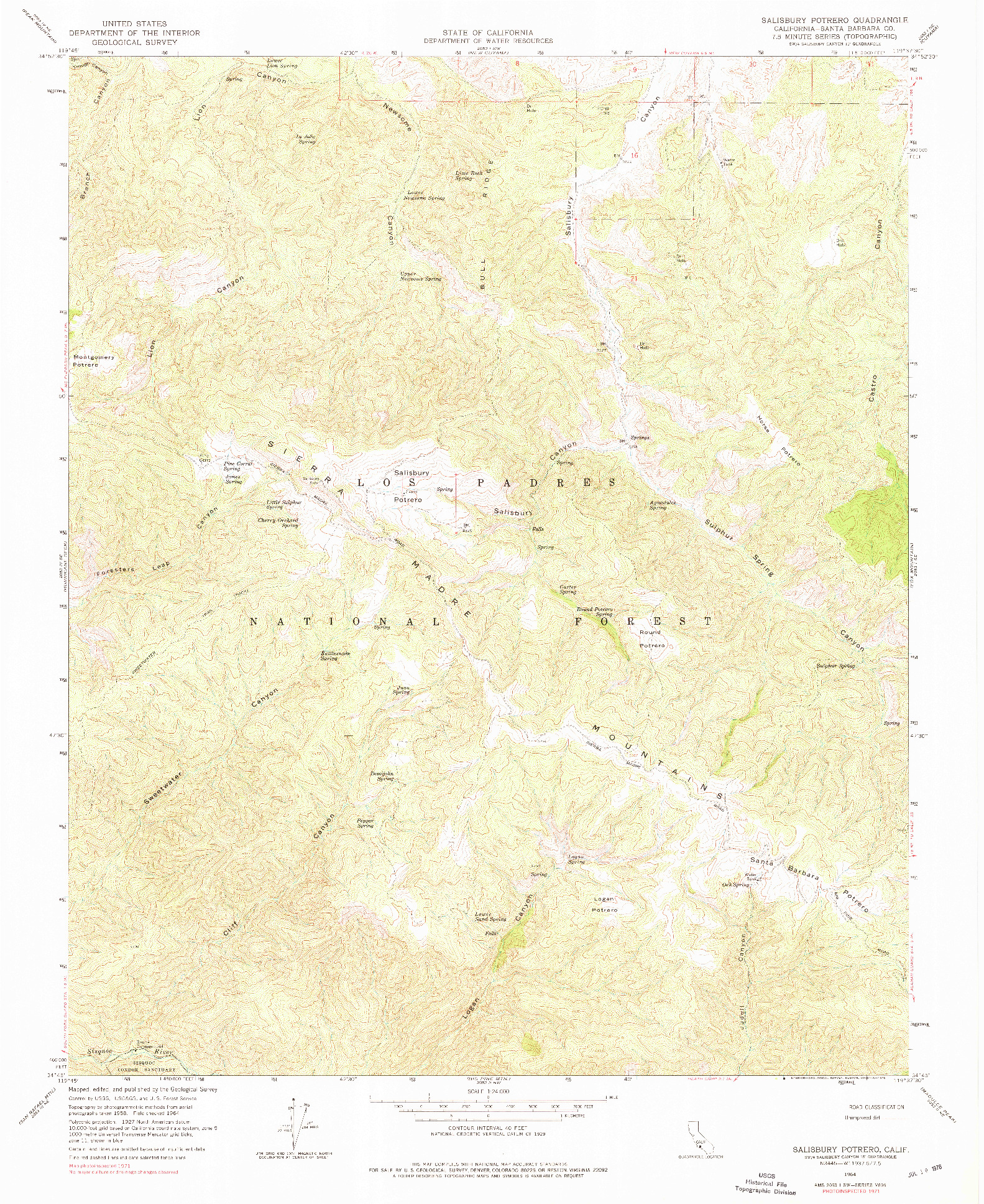 USGS 1:24000-SCALE QUADRANGLE FOR SALISBURY POTRERO, CA 1964