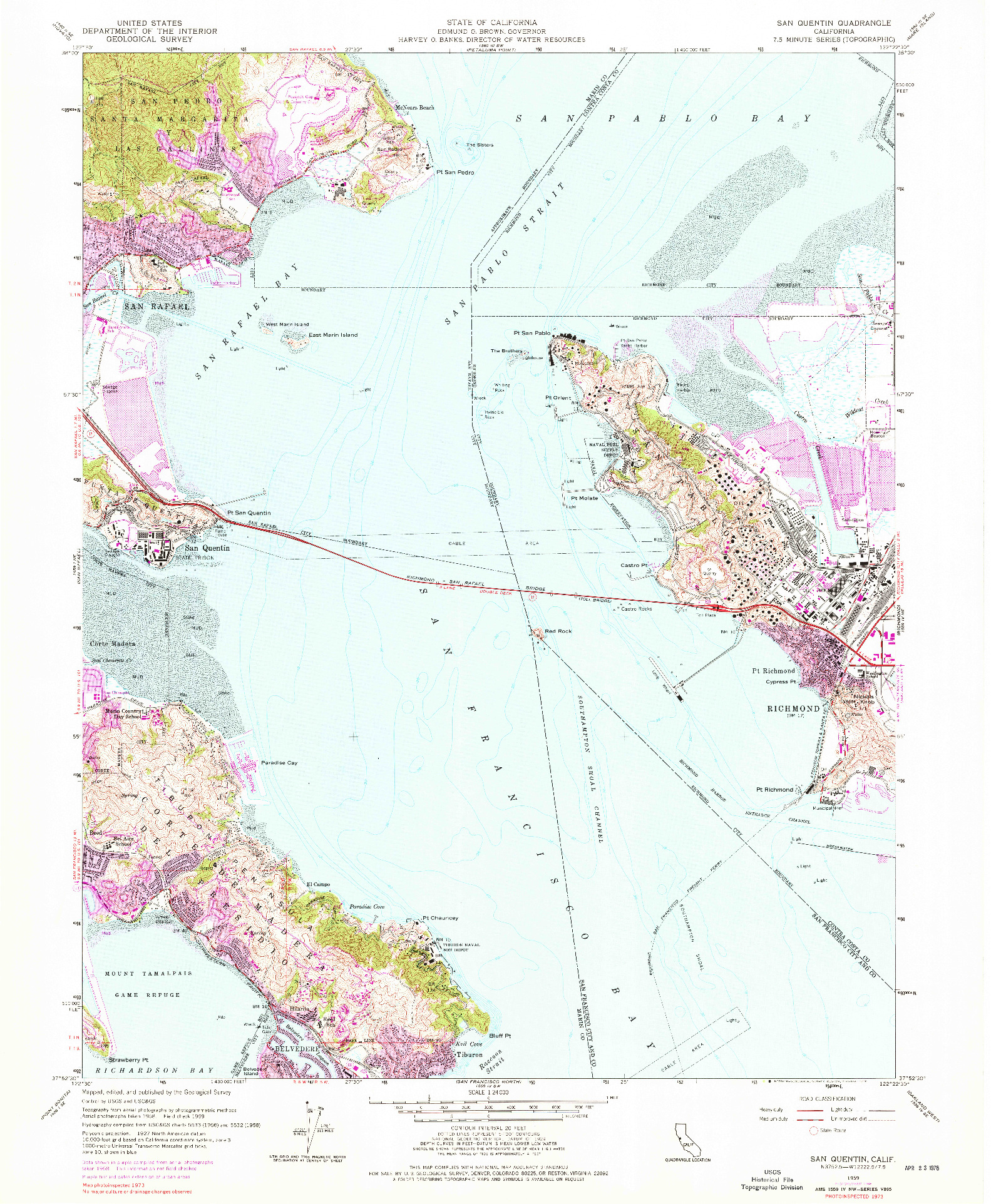 USGS 1:24000-SCALE QUADRANGLE FOR SAN QUENTIN, CA 1959