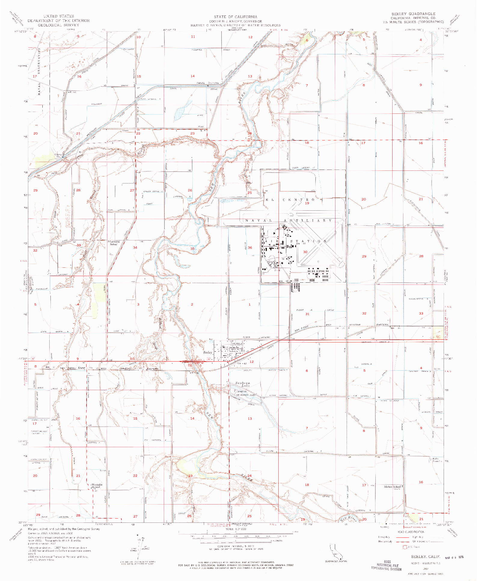 USGS 1:24000-SCALE QUADRANGLE FOR SEELEY, CA 1957