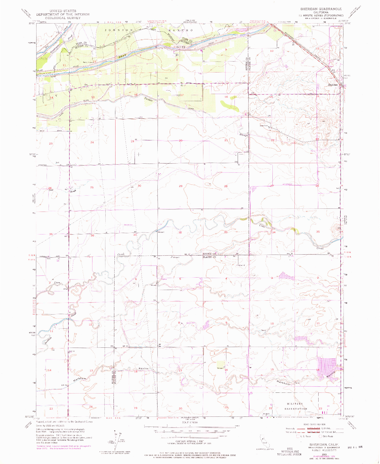 USGS 1:24000-SCALE QUADRANGLE FOR SHERIDAN, CA 1953