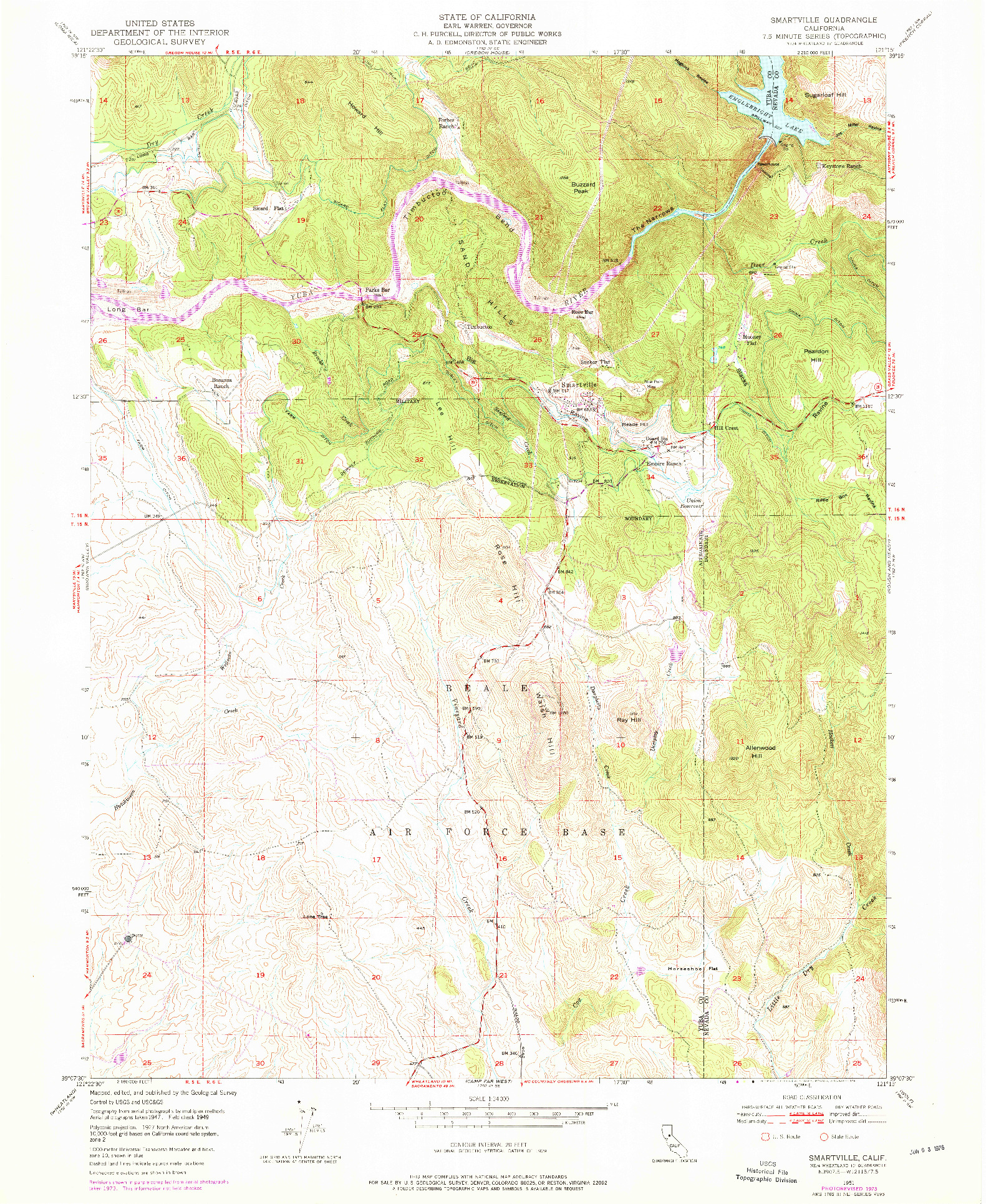 USGS 1:24000-SCALE QUADRANGLE FOR SMARTVILLE, CA 1951