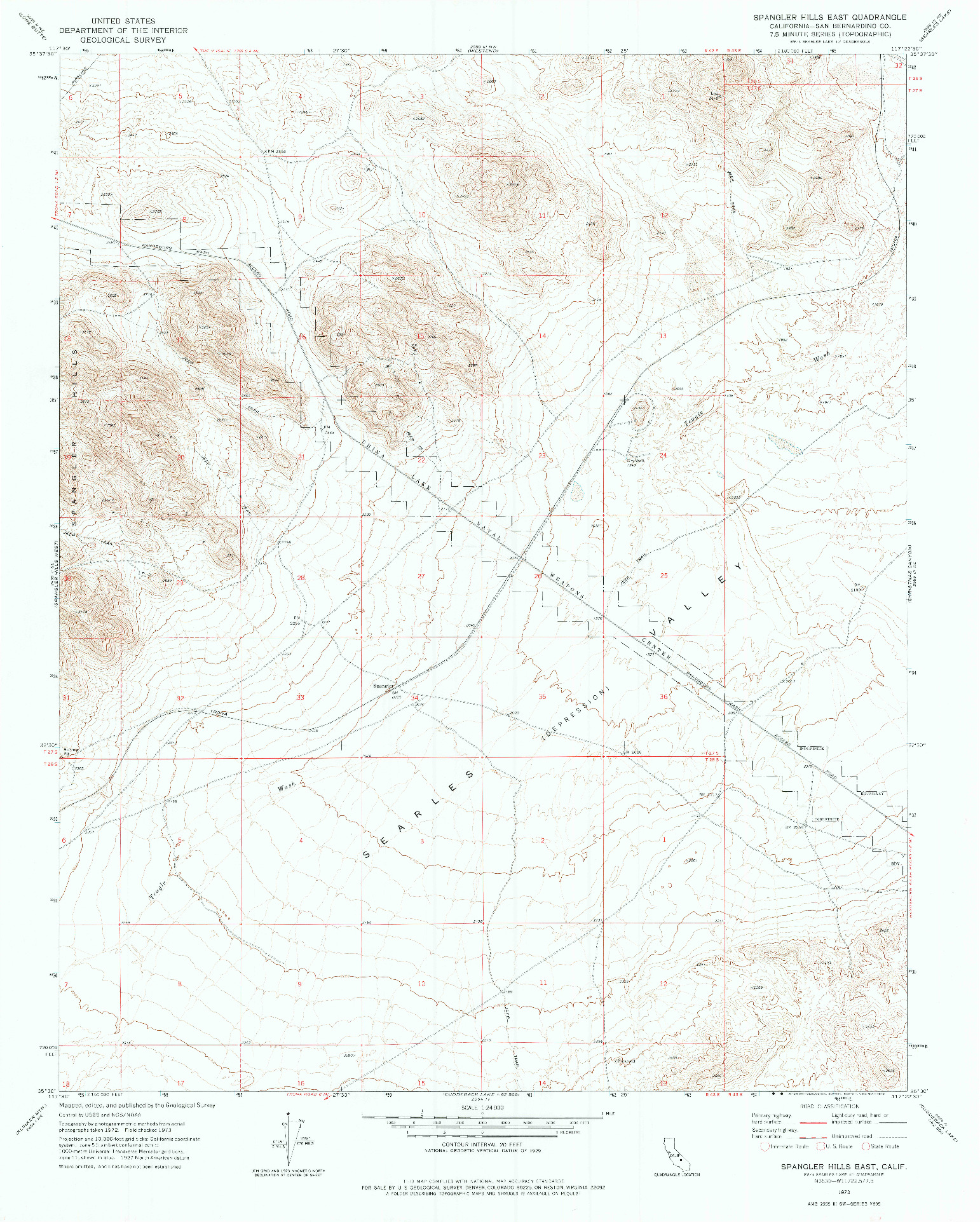 USGS 1:24000-SCALE QUADRANGLE FOR SPANGLER HILLS EAST, CA 1973