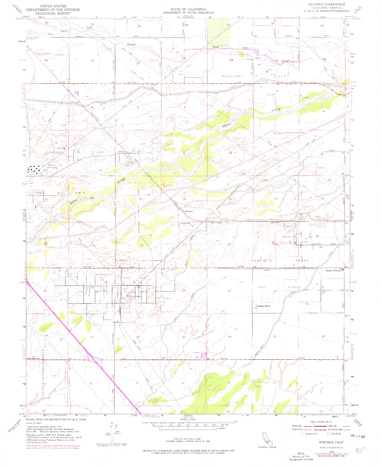 USGS 1:24000-SCALE QUADRANGLE FOR STEVENS, CA 1954