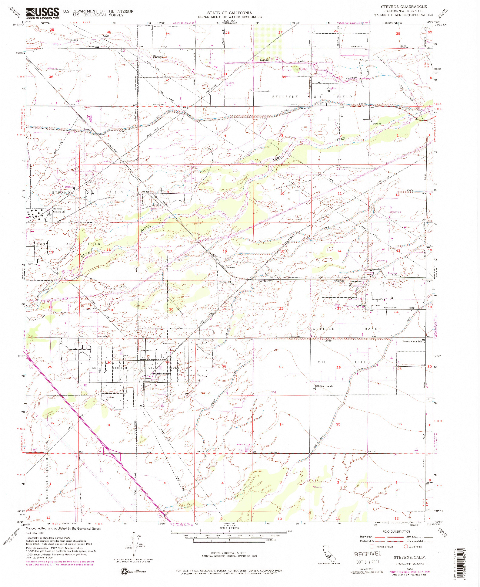 USGS 1:24000-SCALE QUADRANGLE FOR STEVENS, CA 1954