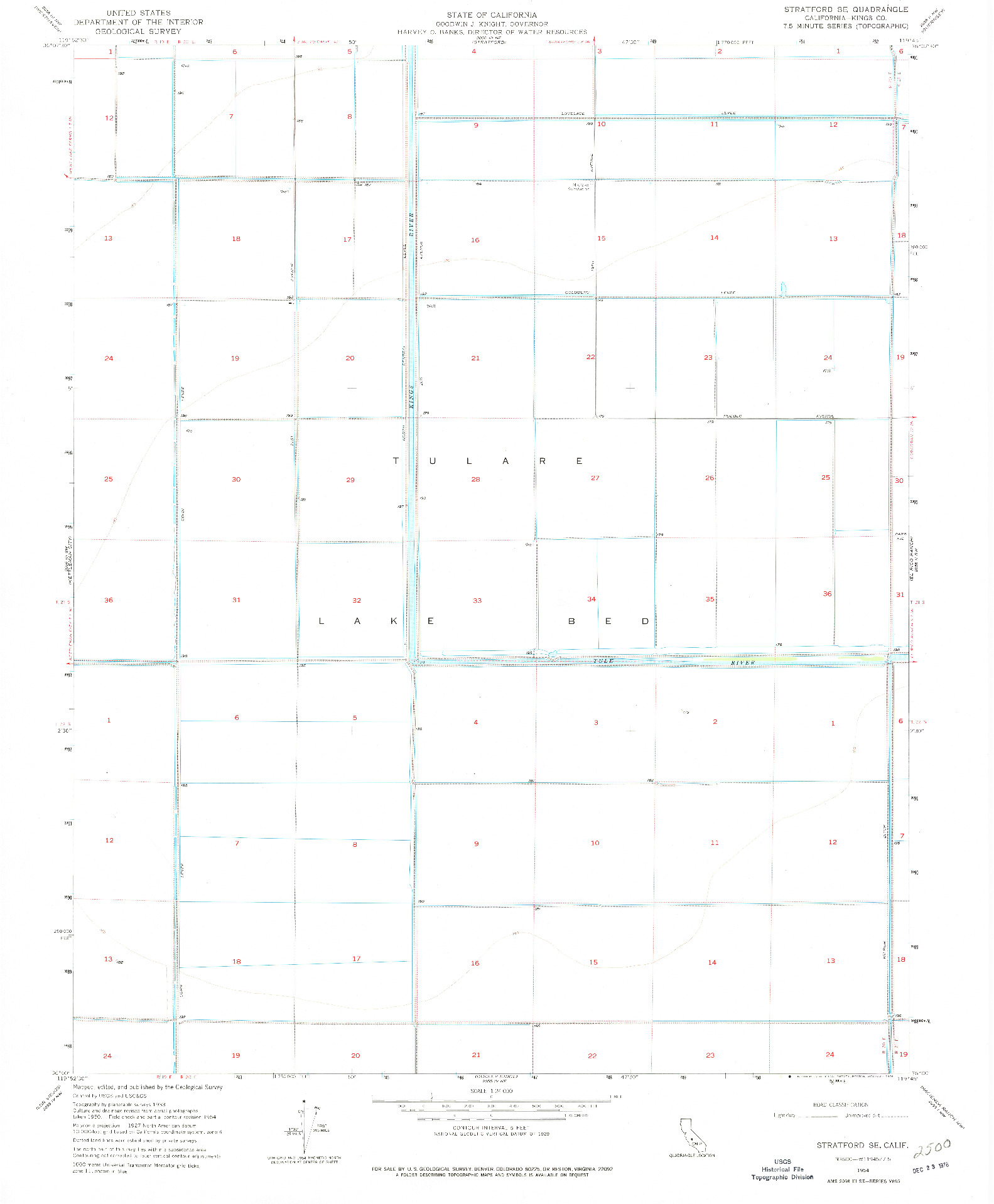 USGS 1:24000-SCALE QUADRANGLE FOR STRATFORD SE, CA 1954