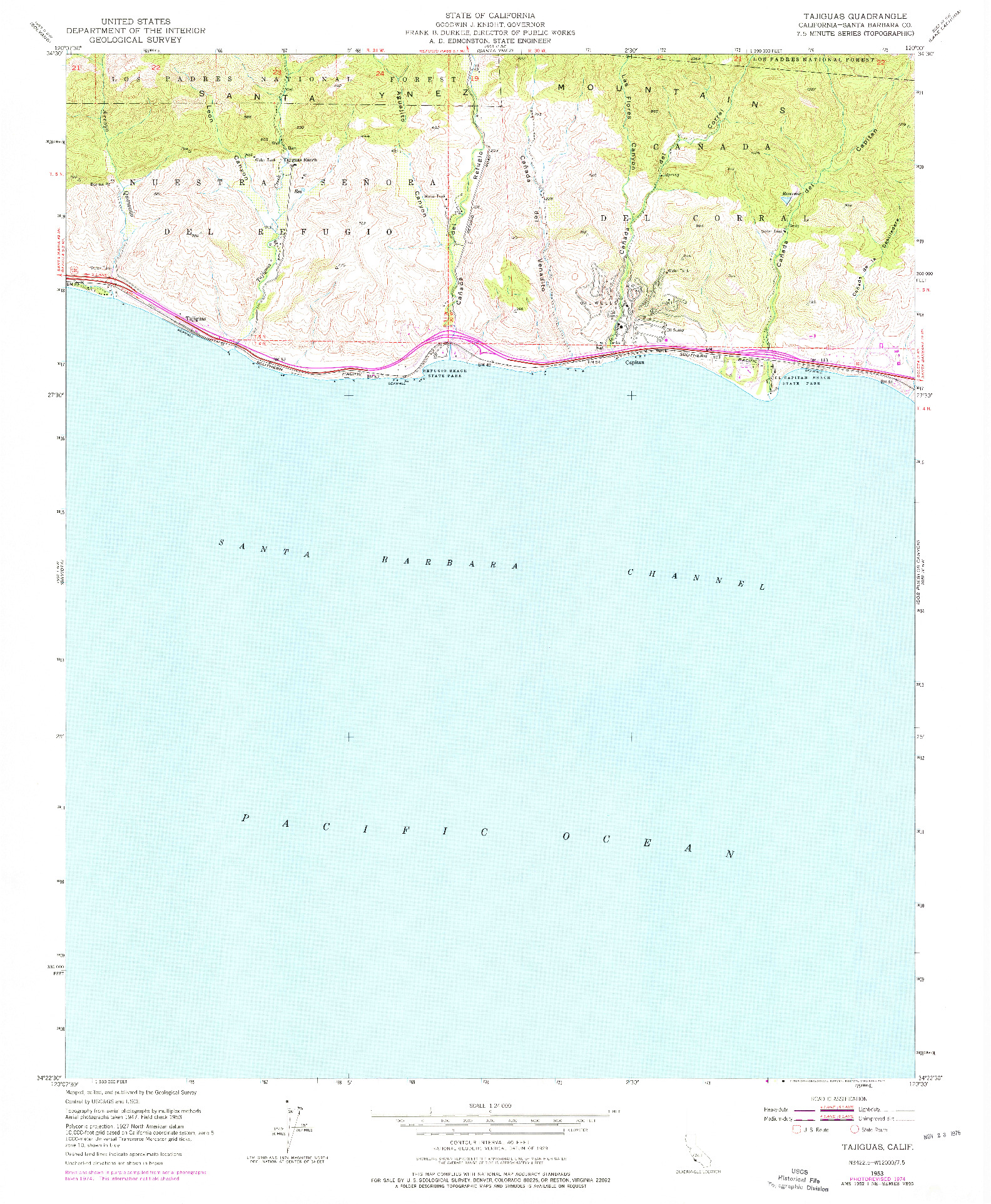 USGS 1:24000-SCALE QUADRANGLE FOR TAJIGUAS, CA 1953