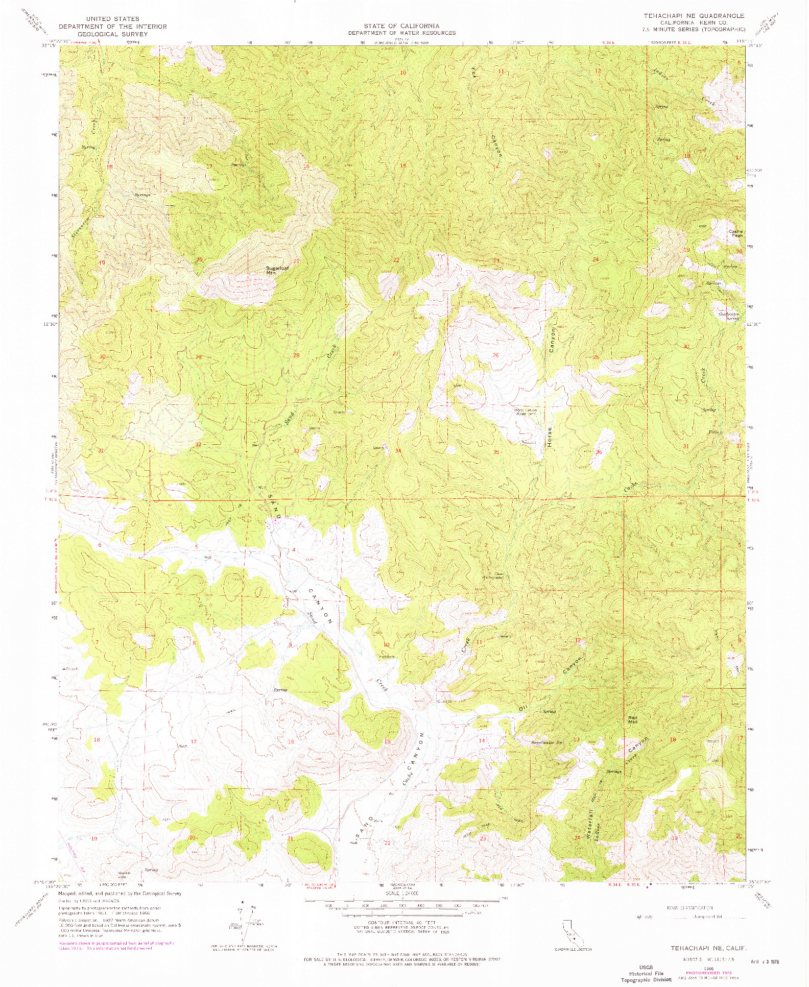 USGS 1:24000-SCALE QUADRANGLE FOR TEHACHAPI NE, CA 1966